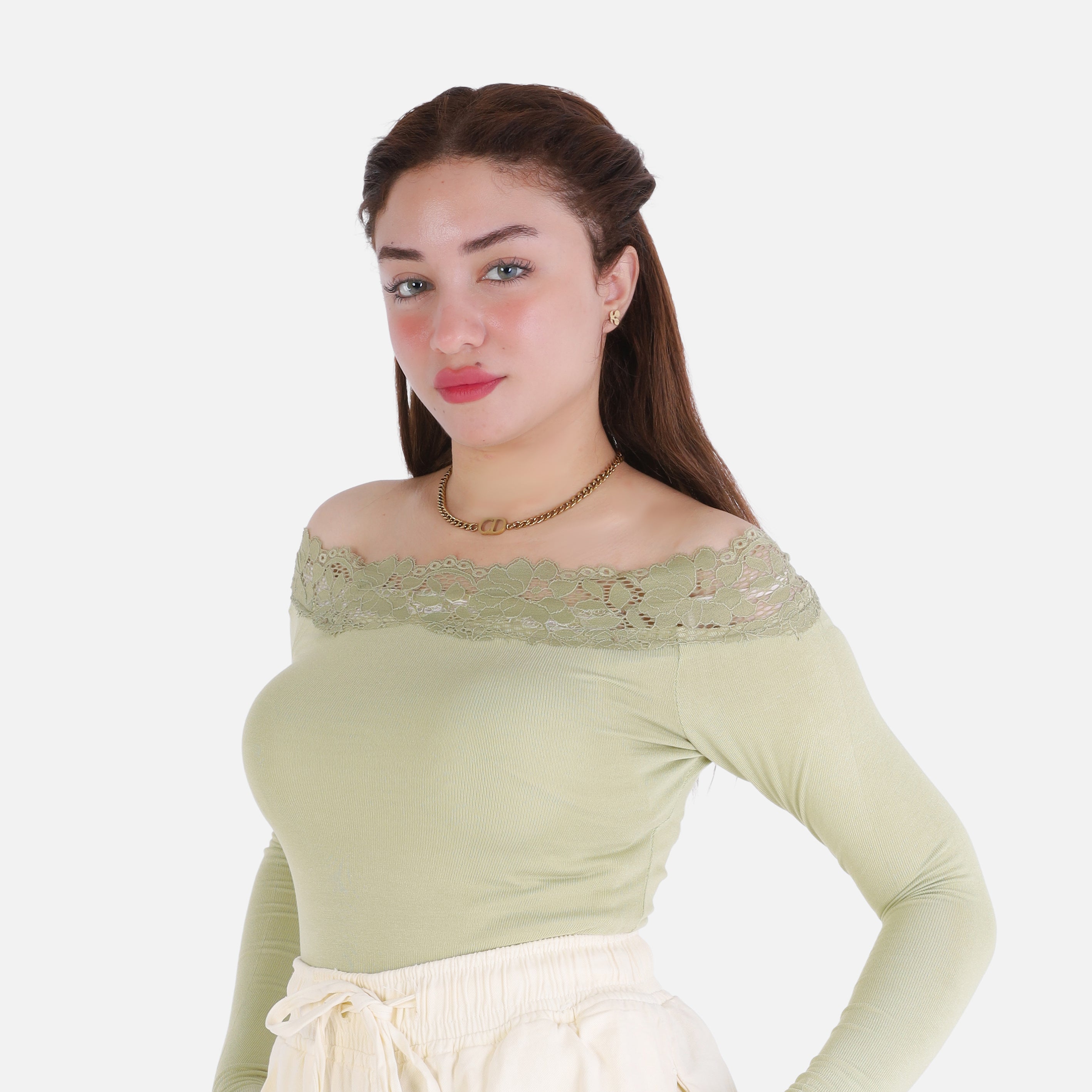 Off-Shoulder Lace Trim Top 2011/179