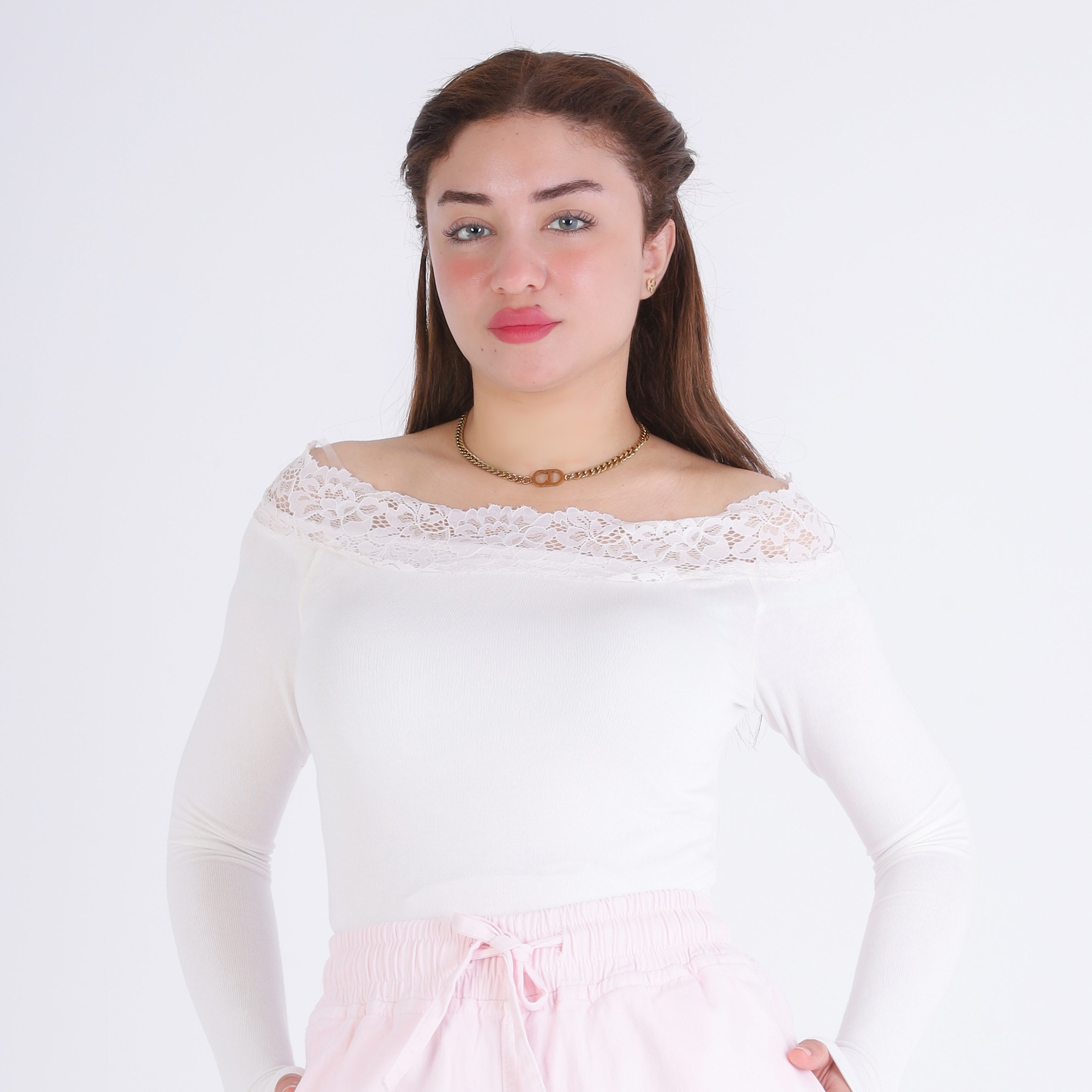 Off-Shoulder Lace Trim Top 2011/179