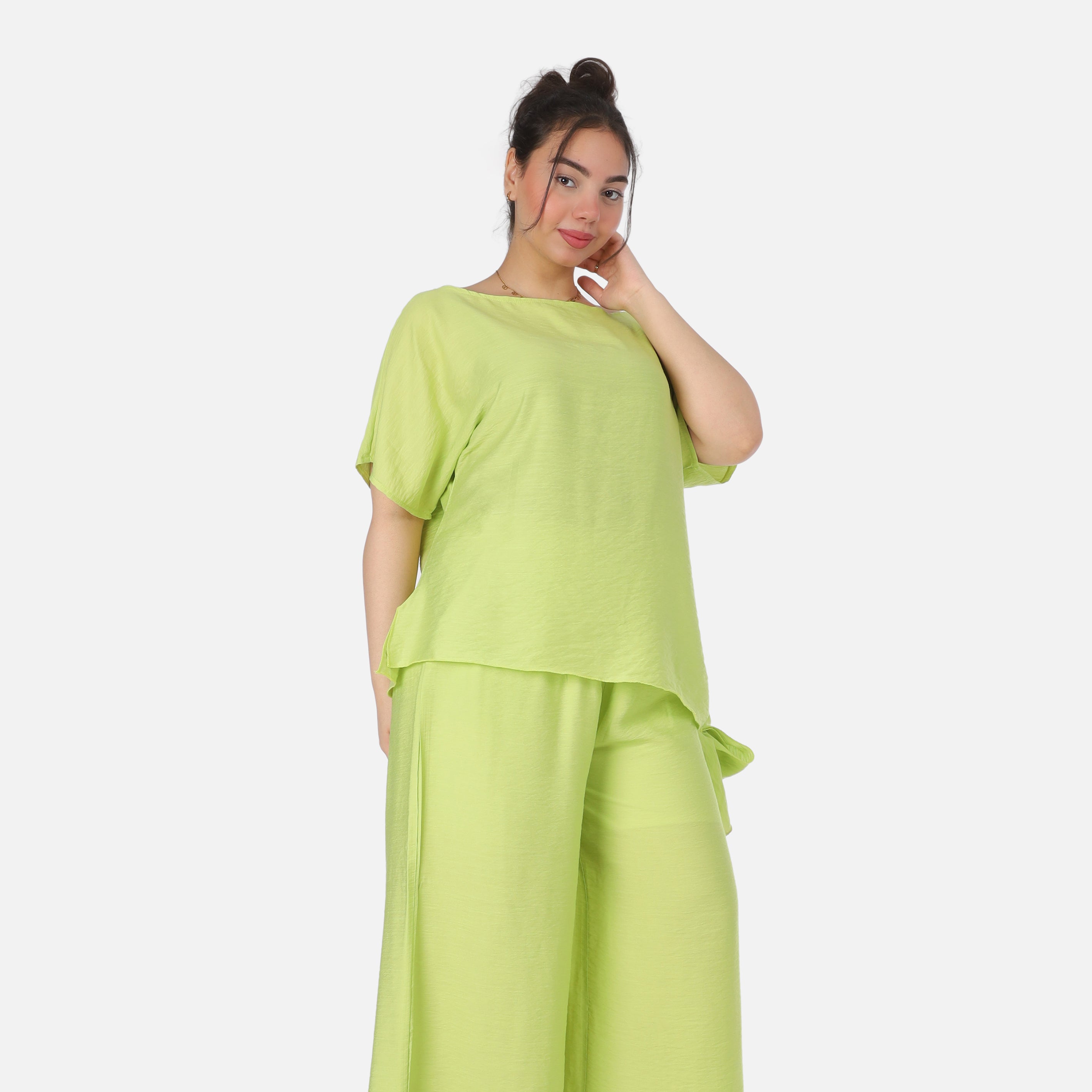 Solid Wide-Leg Co-Ord Set with Side Tie Detail 2014/256