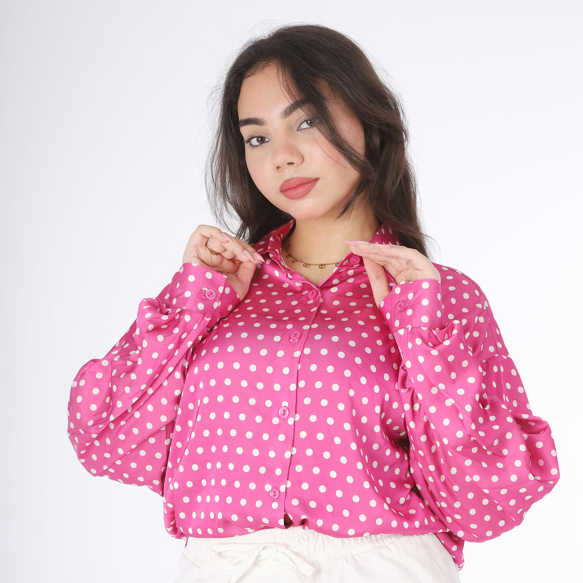 Polka Dot Satin Shirt 20539082
