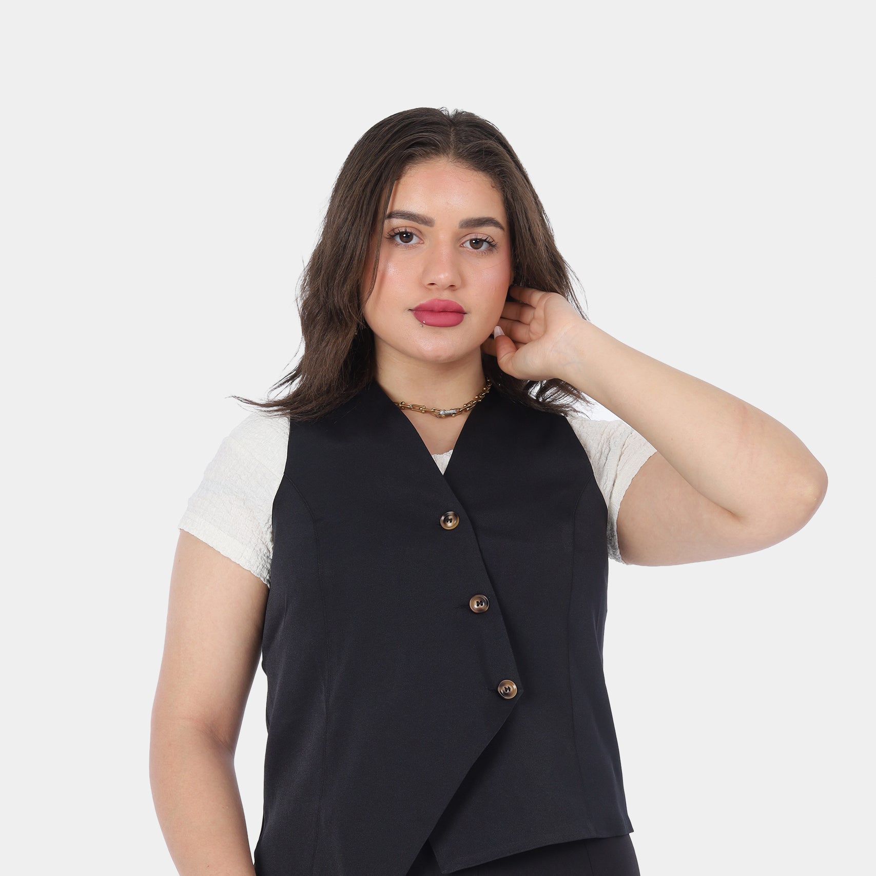 Asymmetrical Sleeveless Blazer Vest 20539090