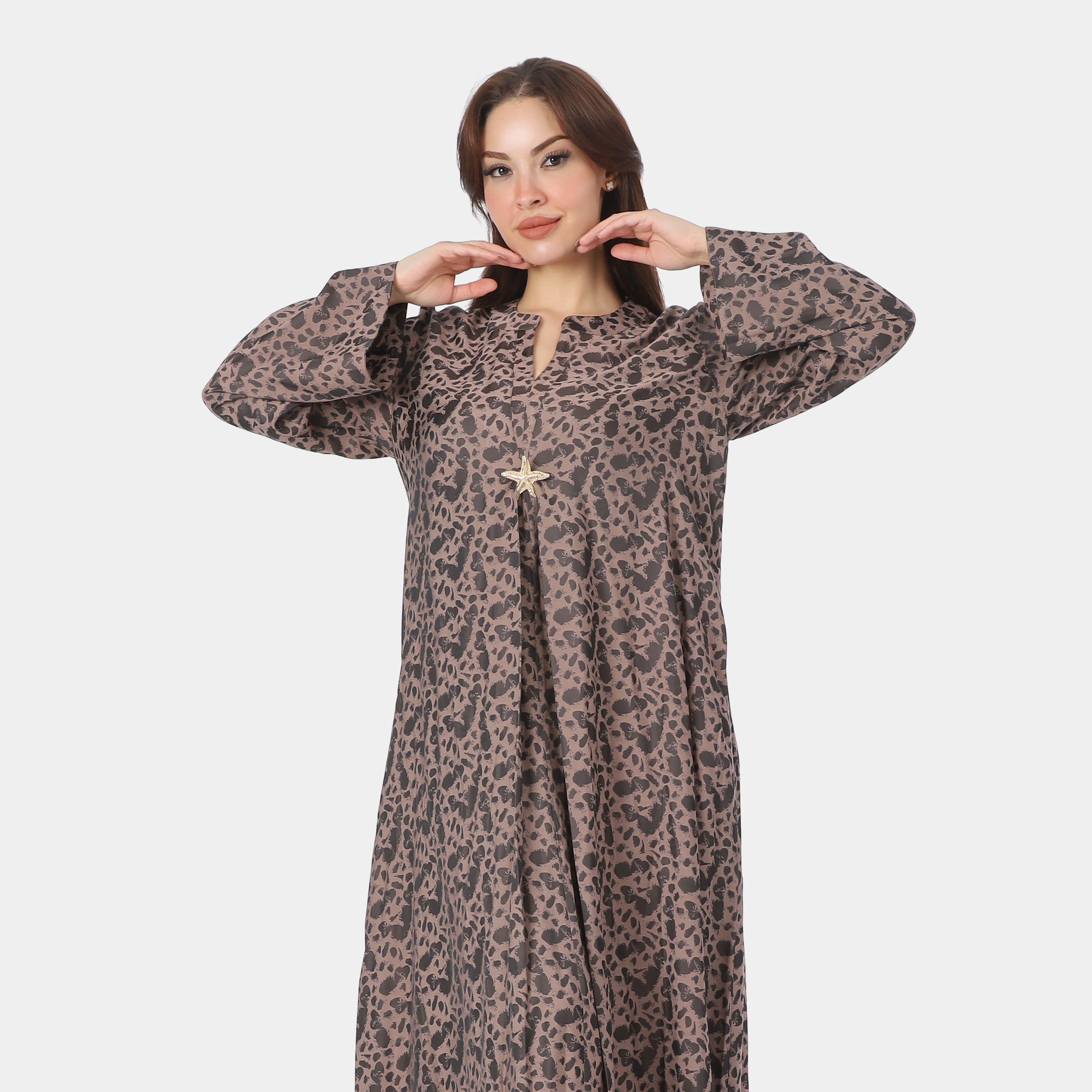 Round Open Neck Abaya Dress 20539156/1