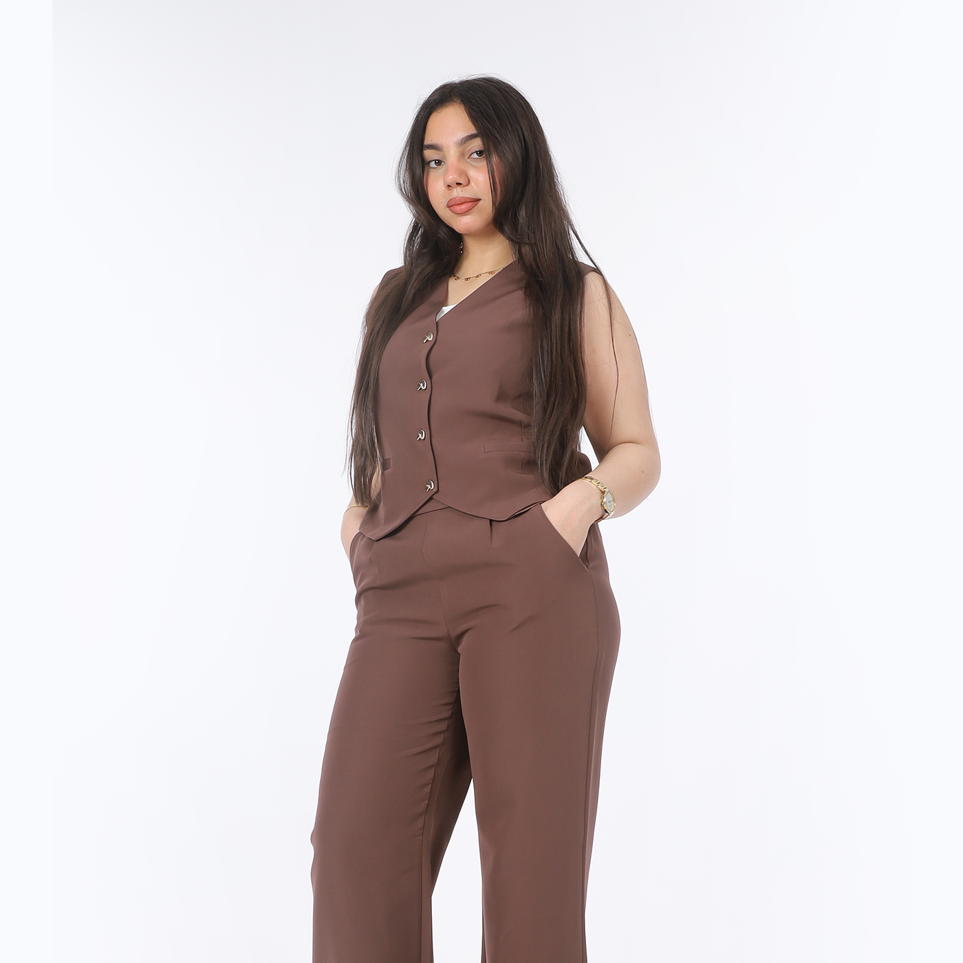 Formal Suit Set with Sleeveless Vest 20548015