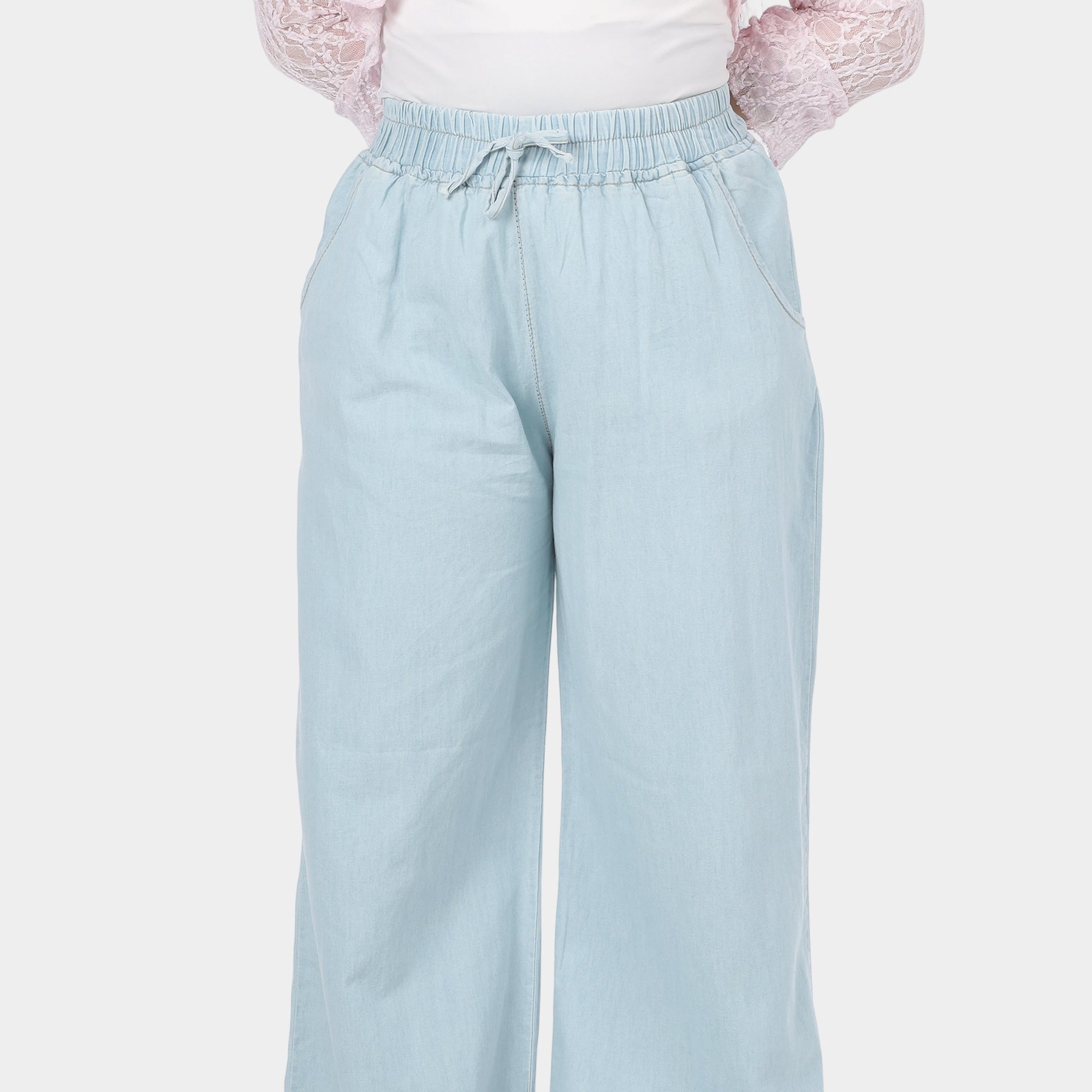 Relaxed Fit Wide Leg Denim Pants 205514