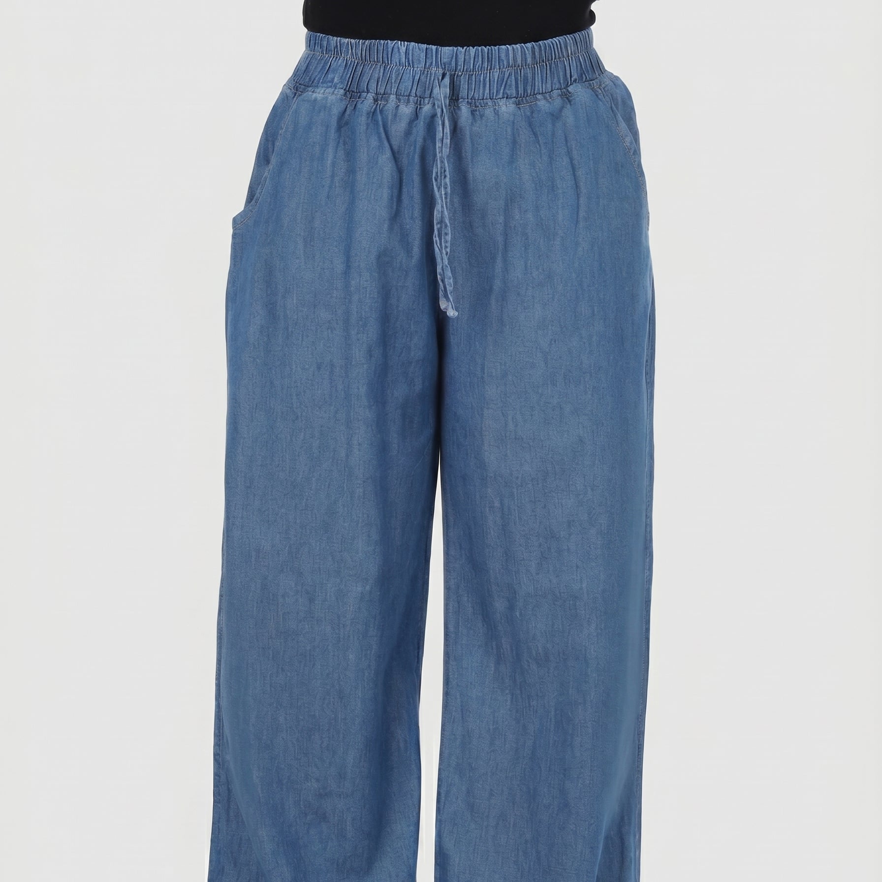 Relaxed Fit Wide Leg Denim Pants 205514