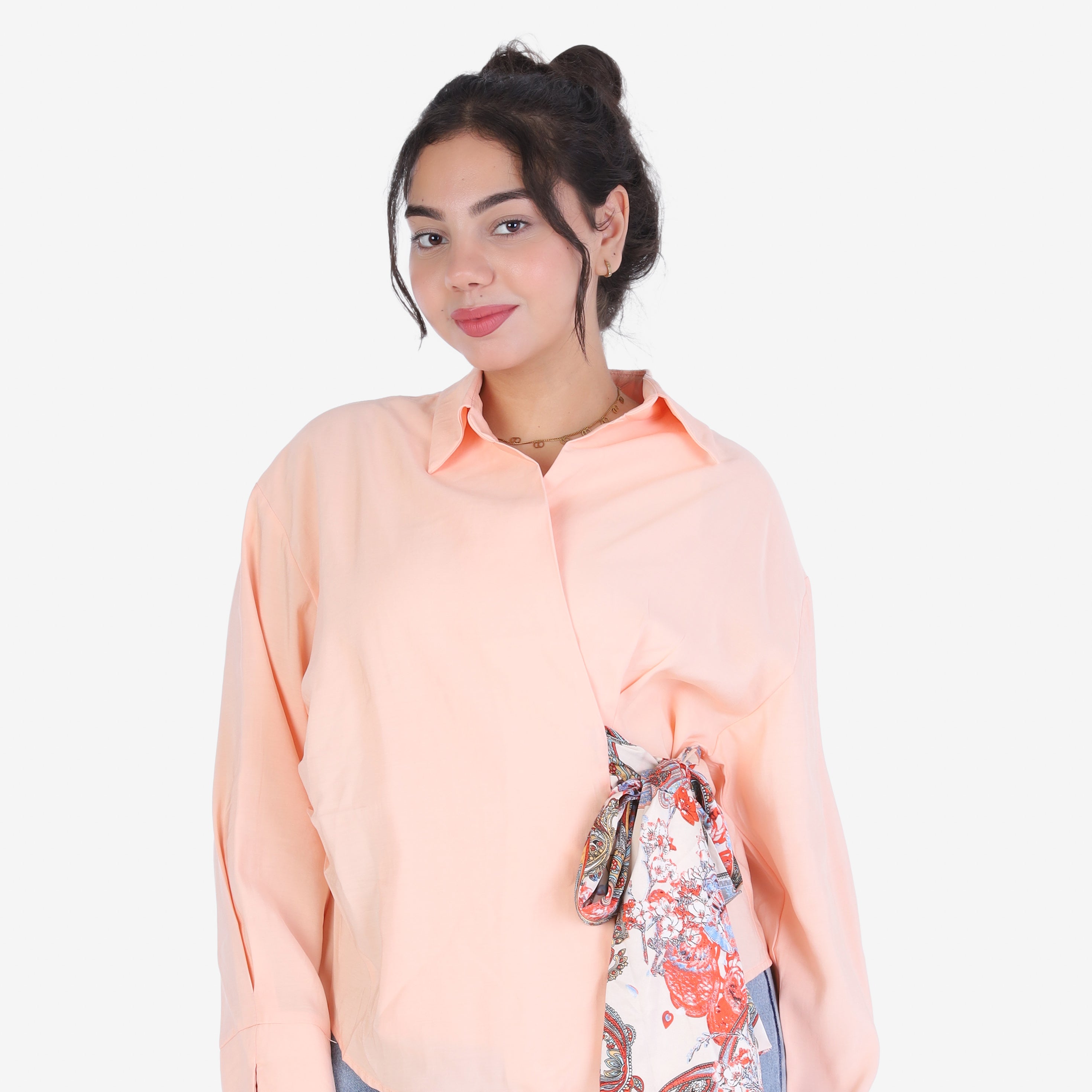 Cropped Blouse with Side Tie 205630115