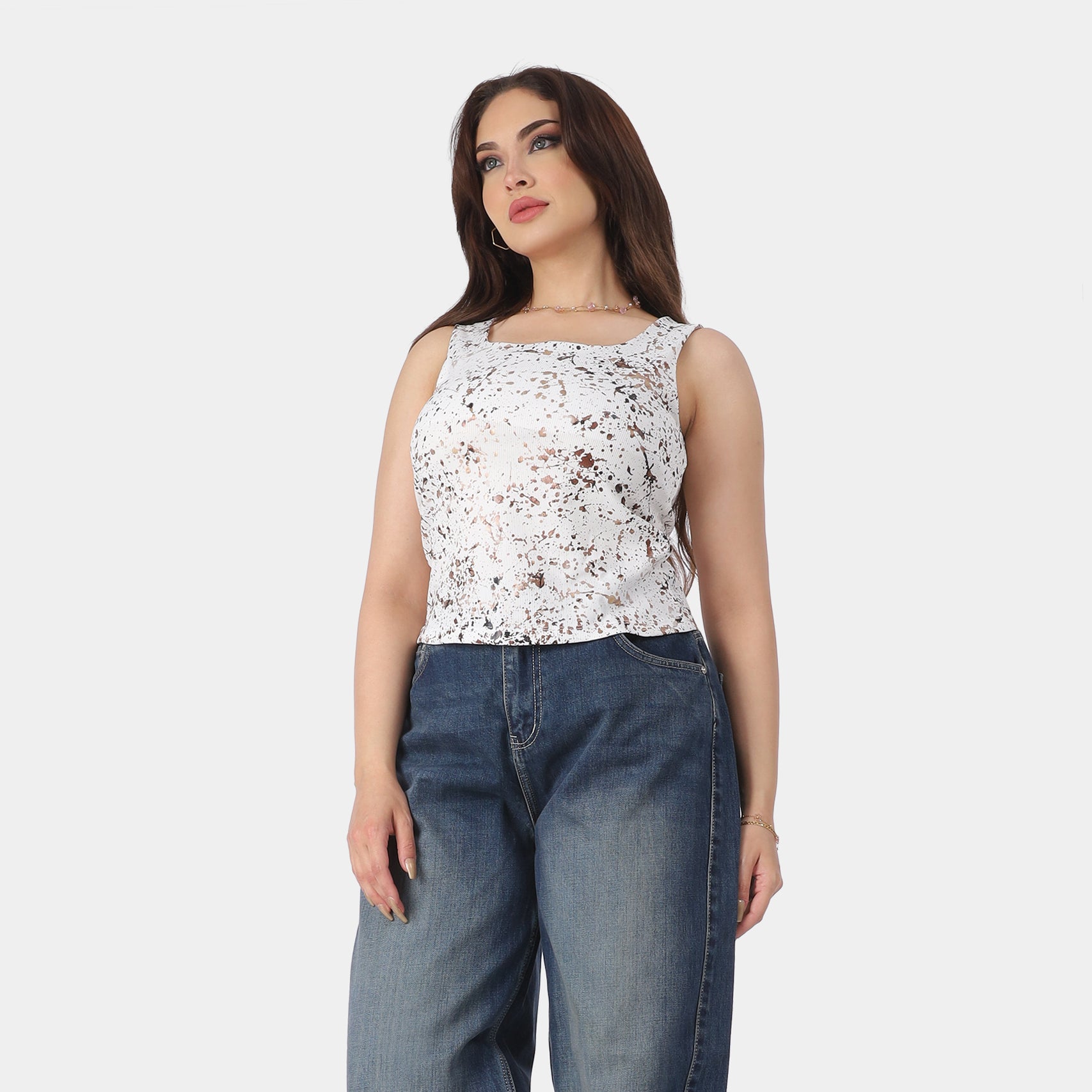 Abstract Splash Sleeveless Top 205650014