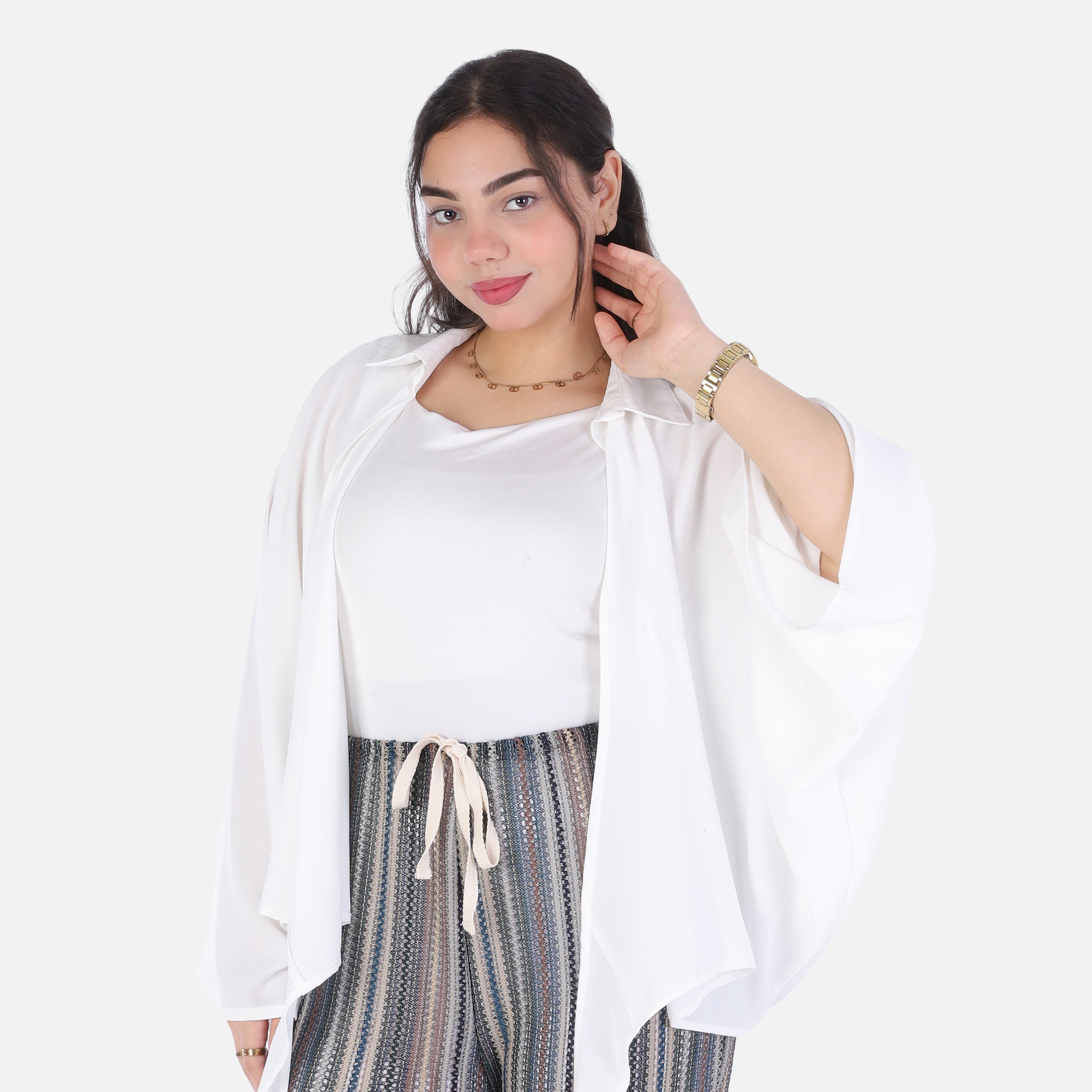 Short Cardigan with Wide Sleeves & Front Tie 2006/288/1
