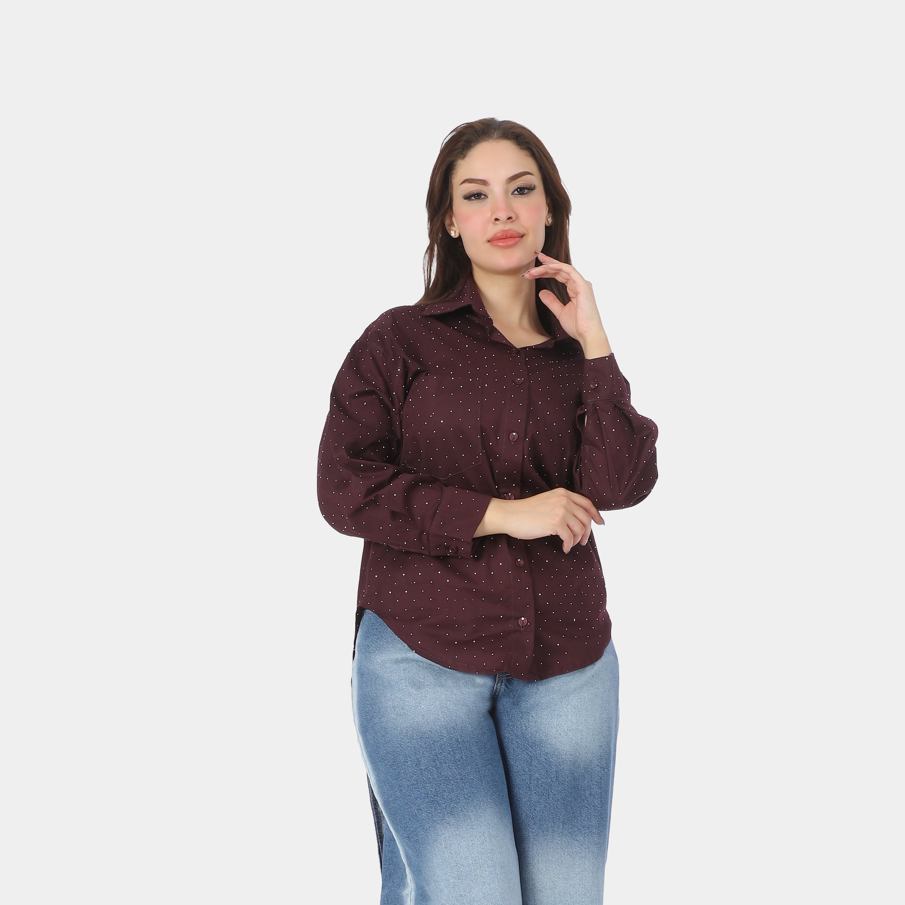 Shiny Dotted Classic Shirt 2066101122