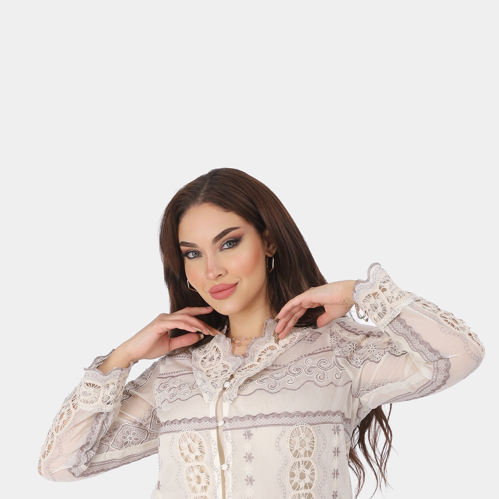Sheer Guipure Lace Shirt 20661070605
