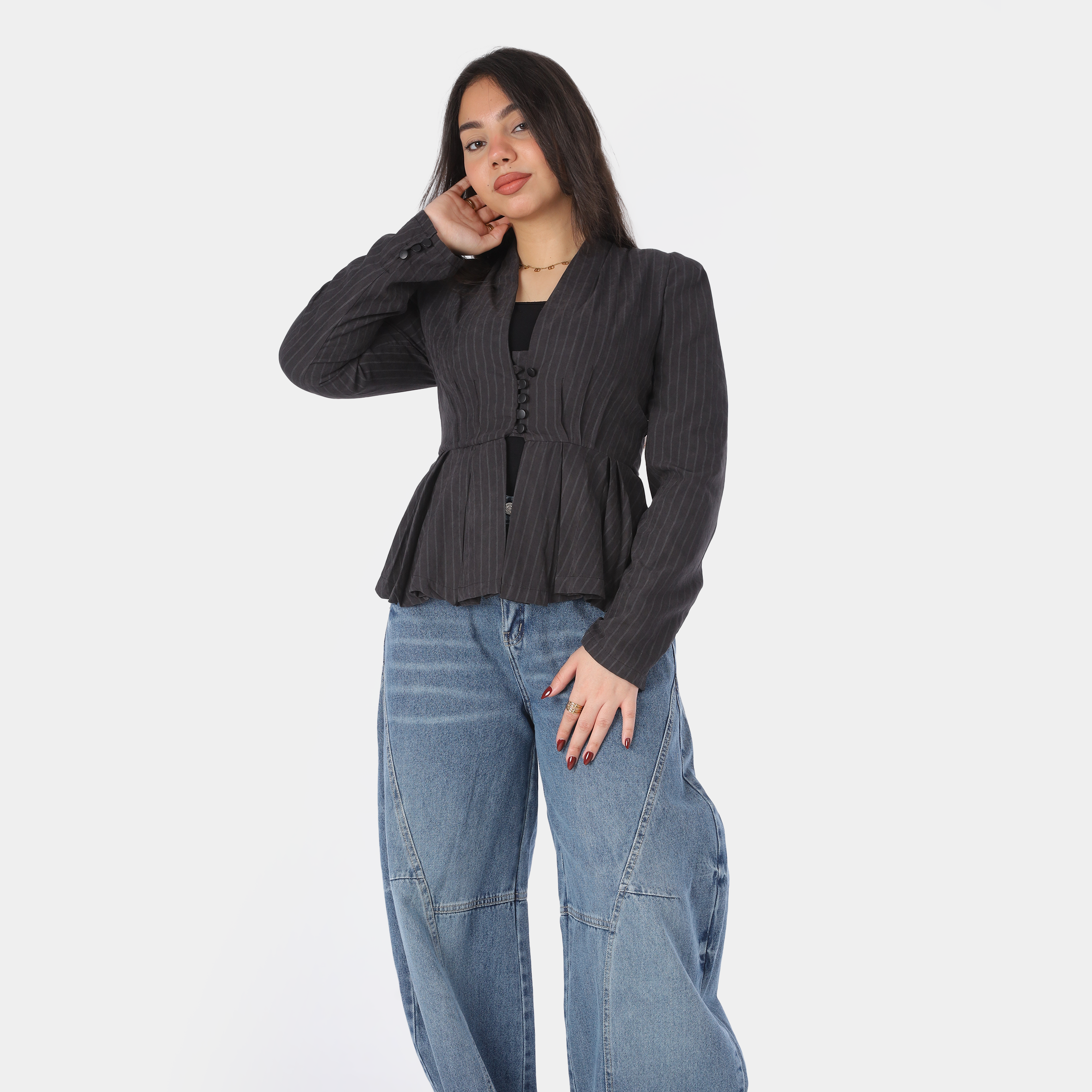 Elegant Open Front Button Blouse 2066107657