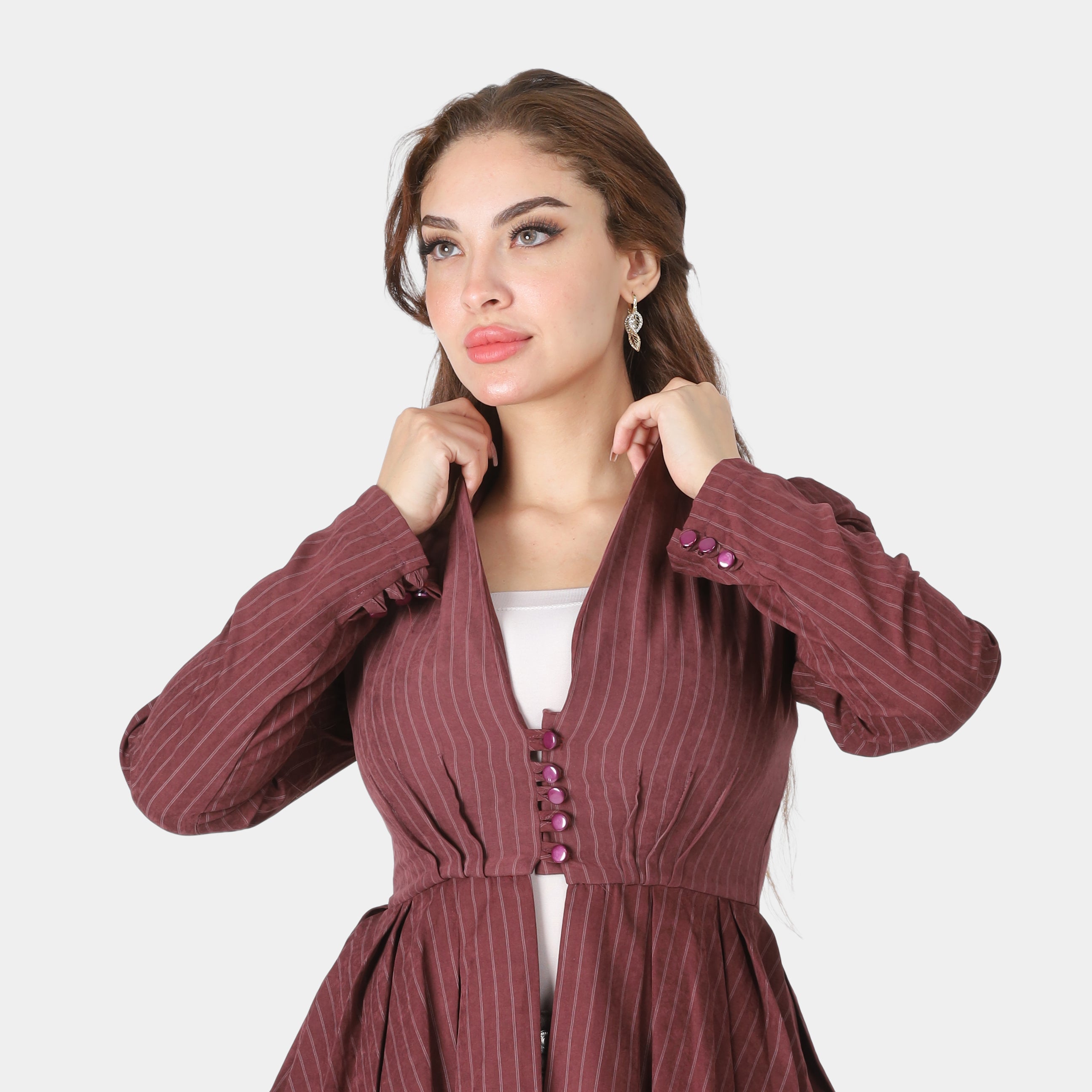 Elegant Open Front Button Blouse 2066107657