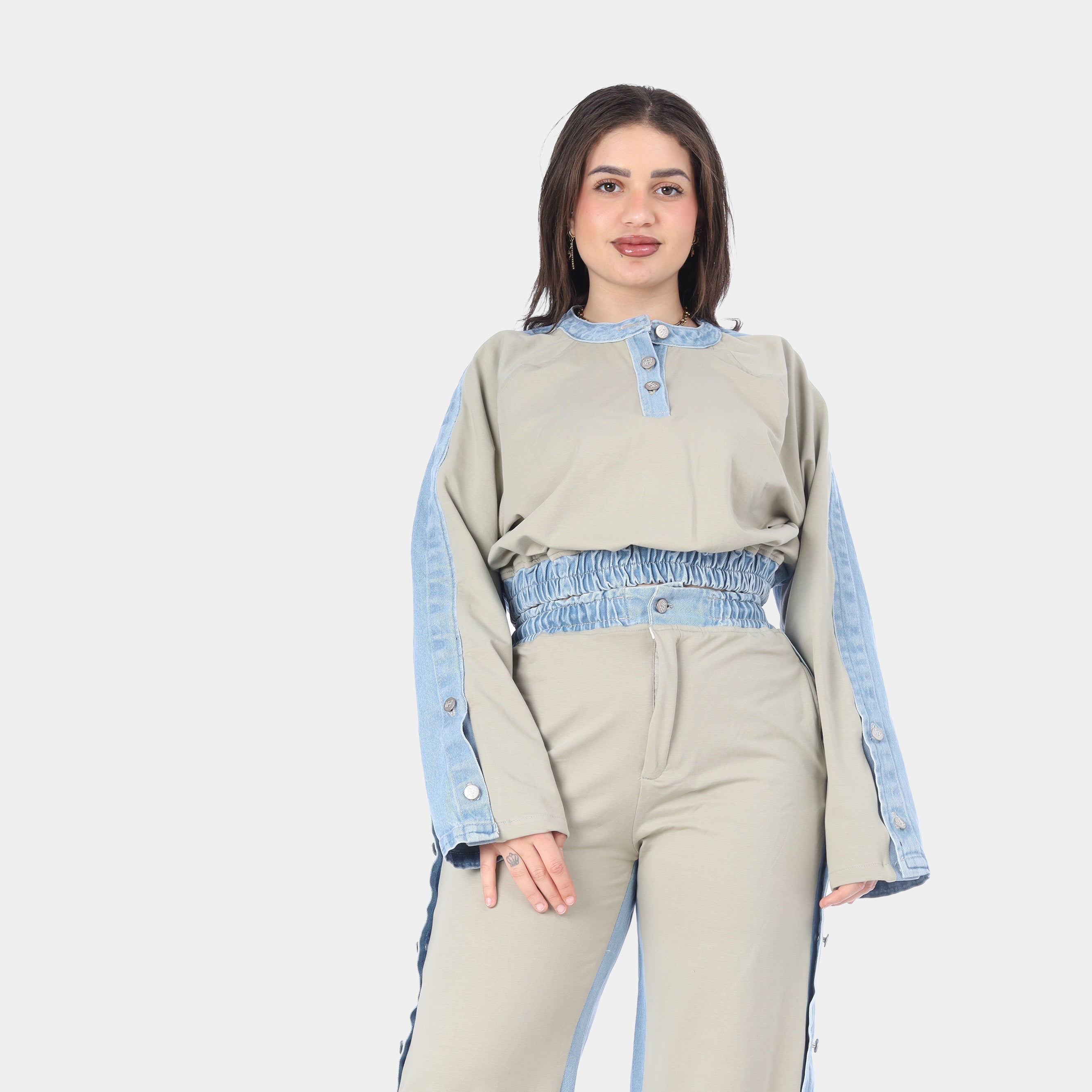 Two-Tone Denim Panel Co-Ord Set 20683009