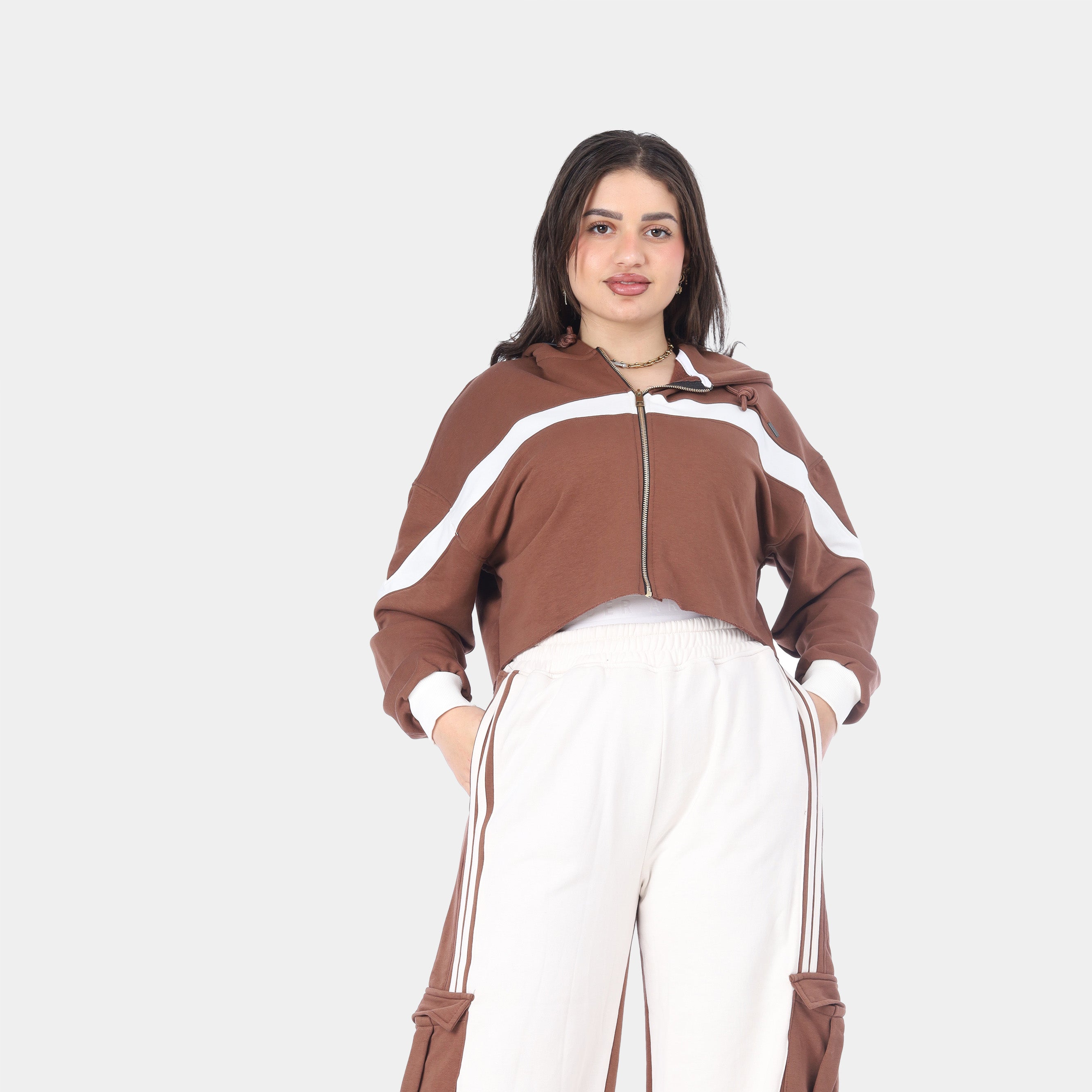 Oversized Cropped Hoodie & Wide-Leg Sweatpants Set 20688814