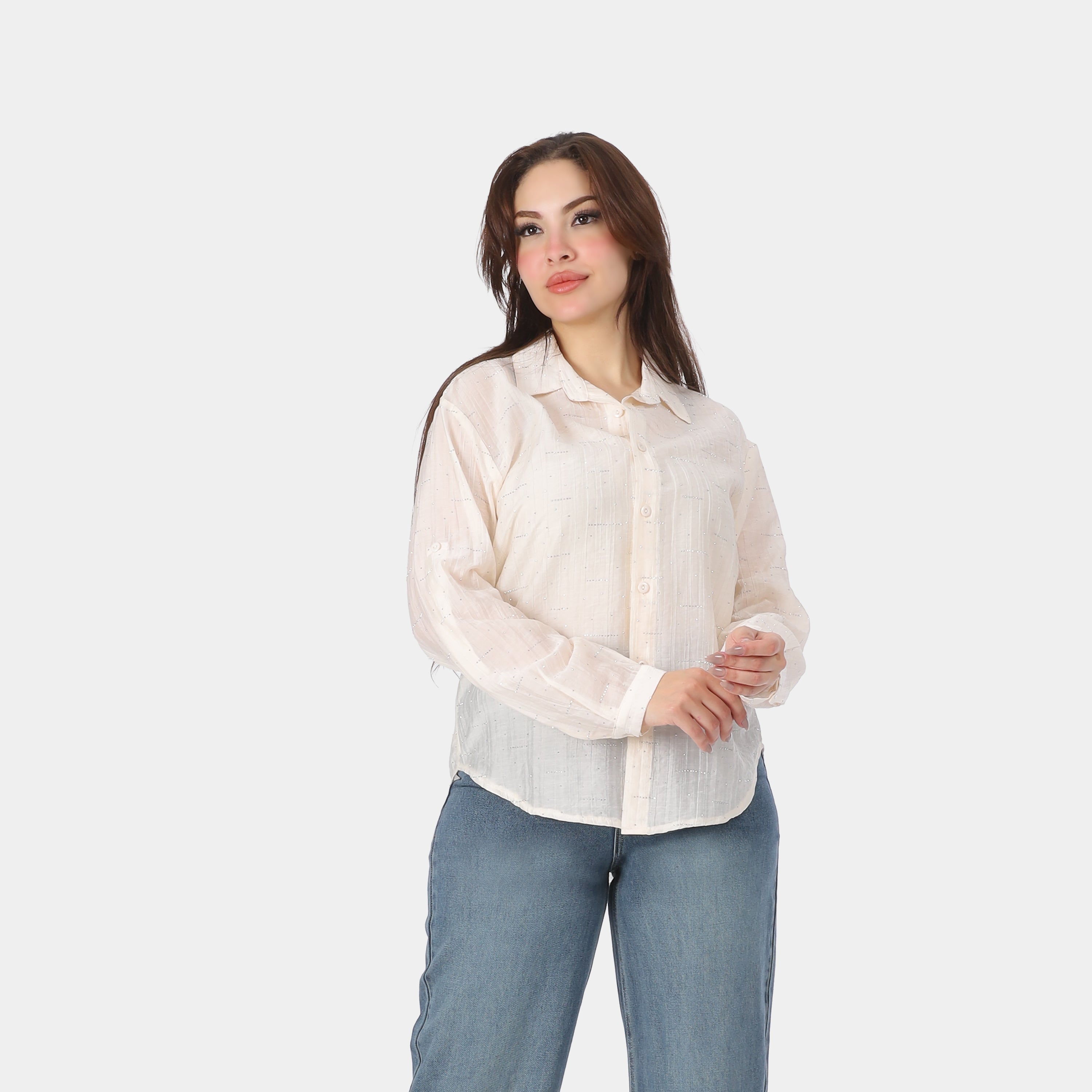 Shiny Dotted Button-Down Shirt 20721097