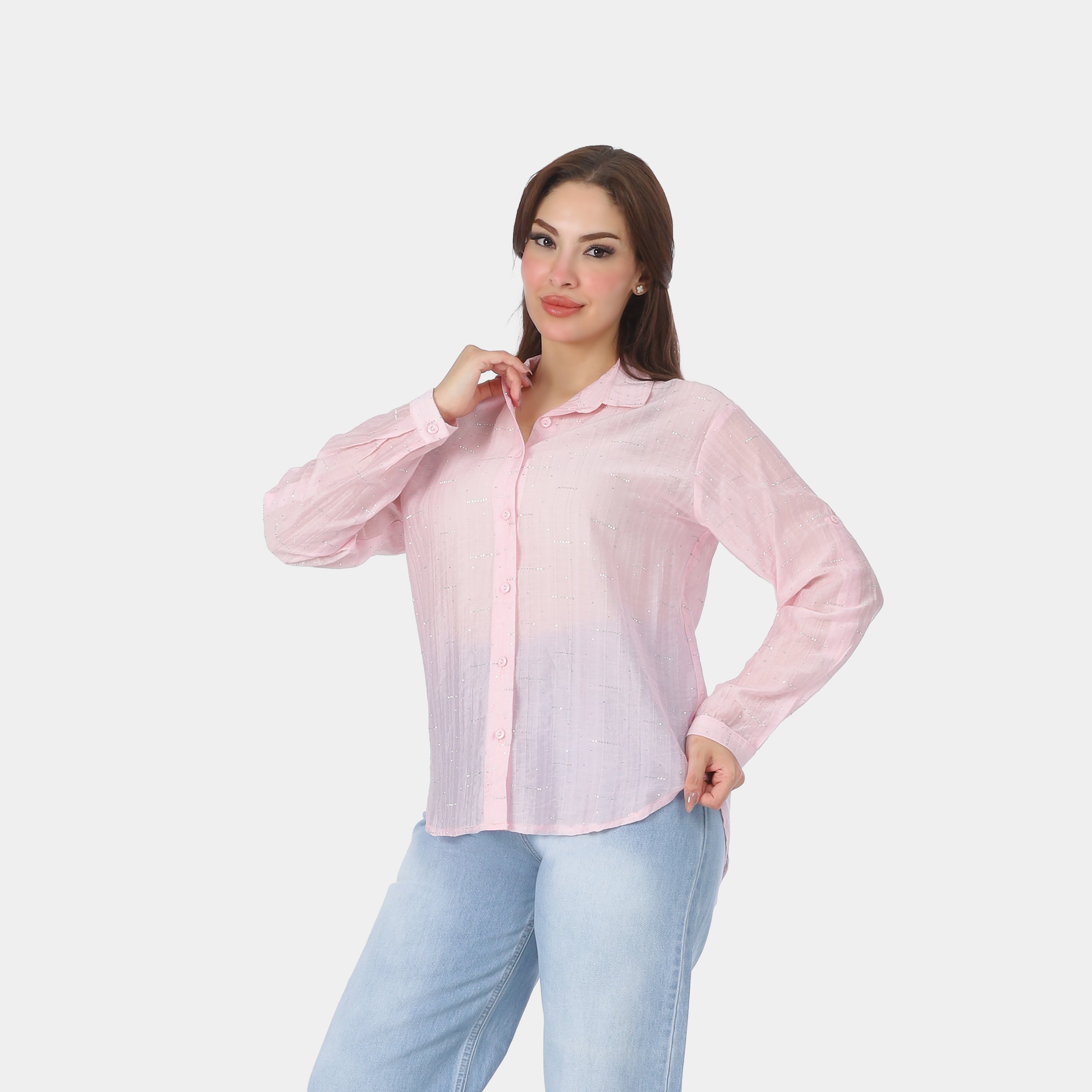 Shiny Dotted Button-Down Shirt 20721097