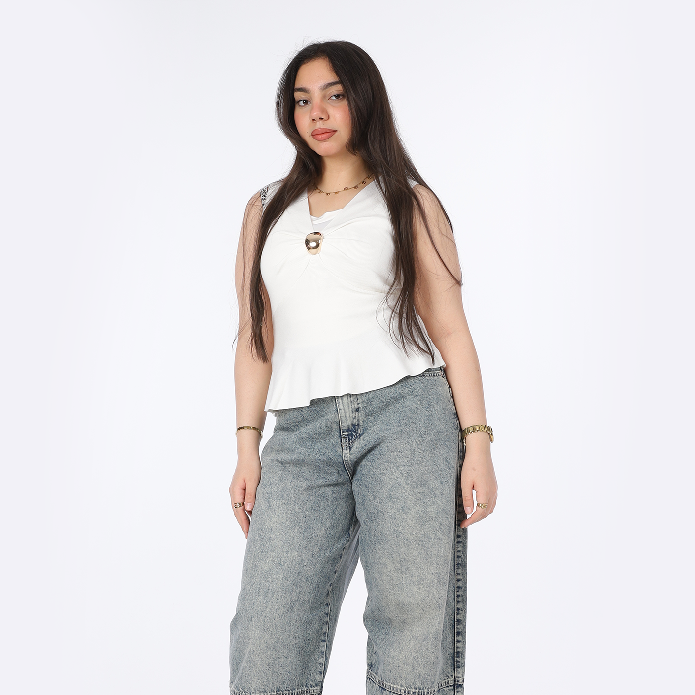 High-Waisted Barrel Leg Denim Jeans 78210100