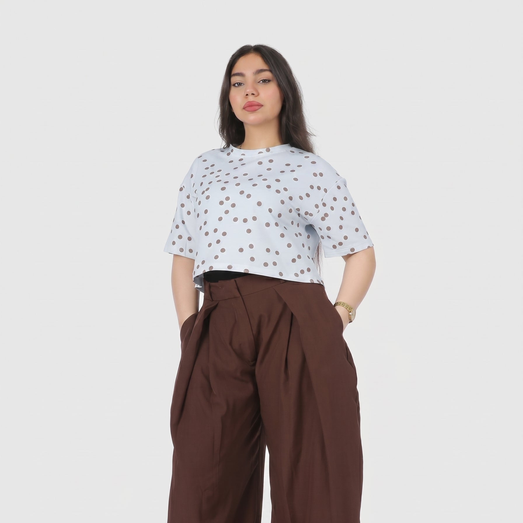 Polka Dot Half Sleeve T-Shirt 2073C1046