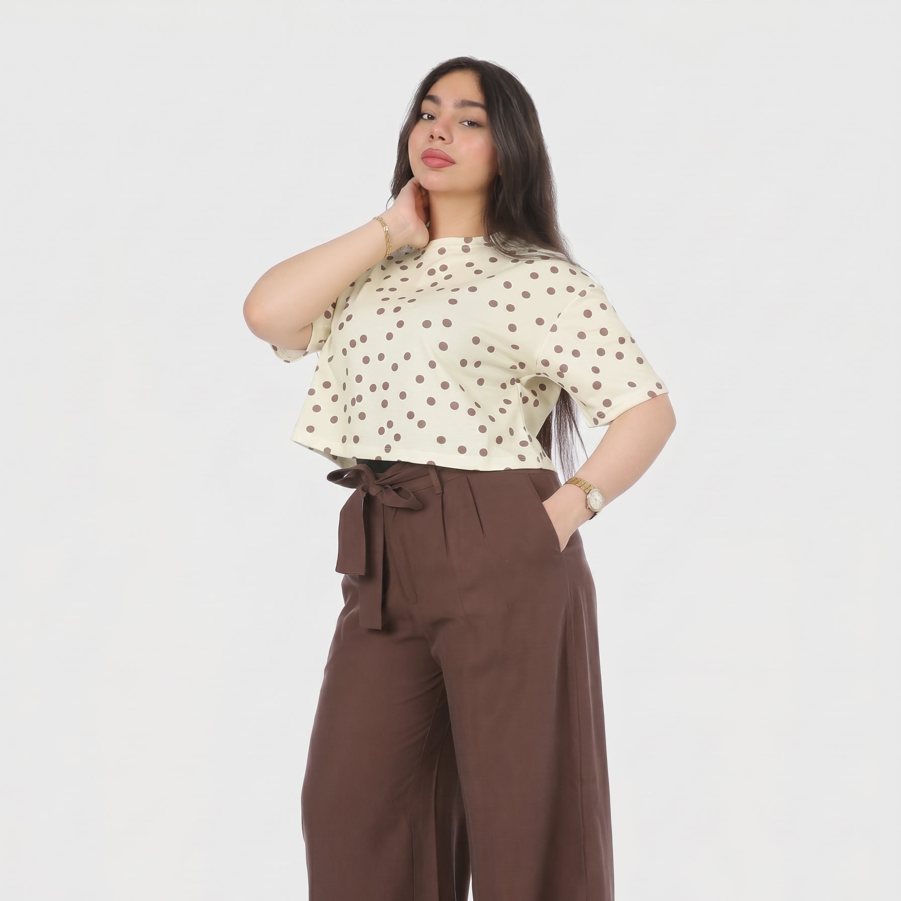 Polka Dot Half Sleeve T-Shirt 2073C1046