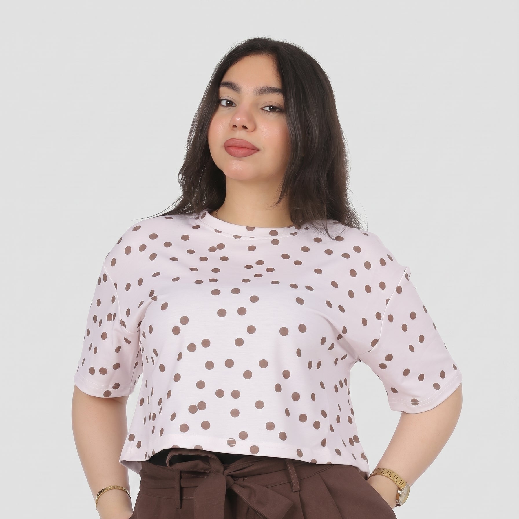 Polka Dot Half Sleeve T-Shirt 2073C1046