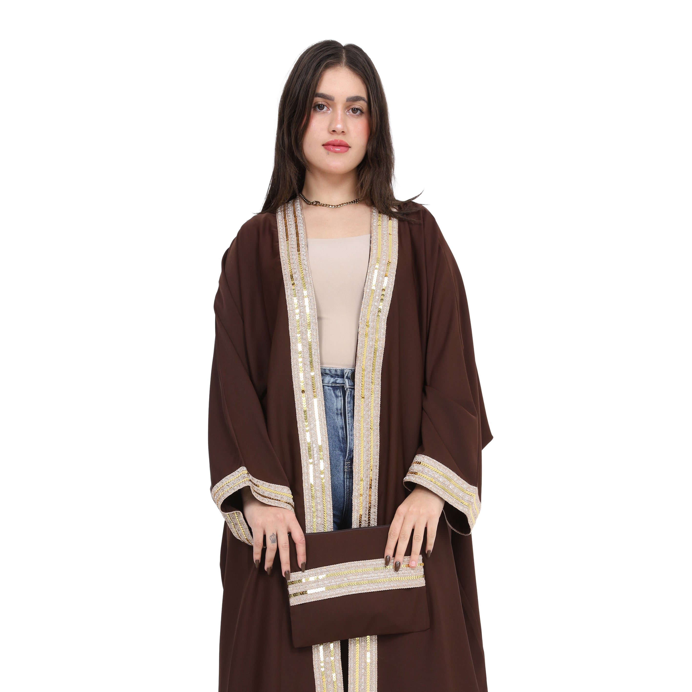 Open Cardigan With A Simple Decorative Line 17195004
