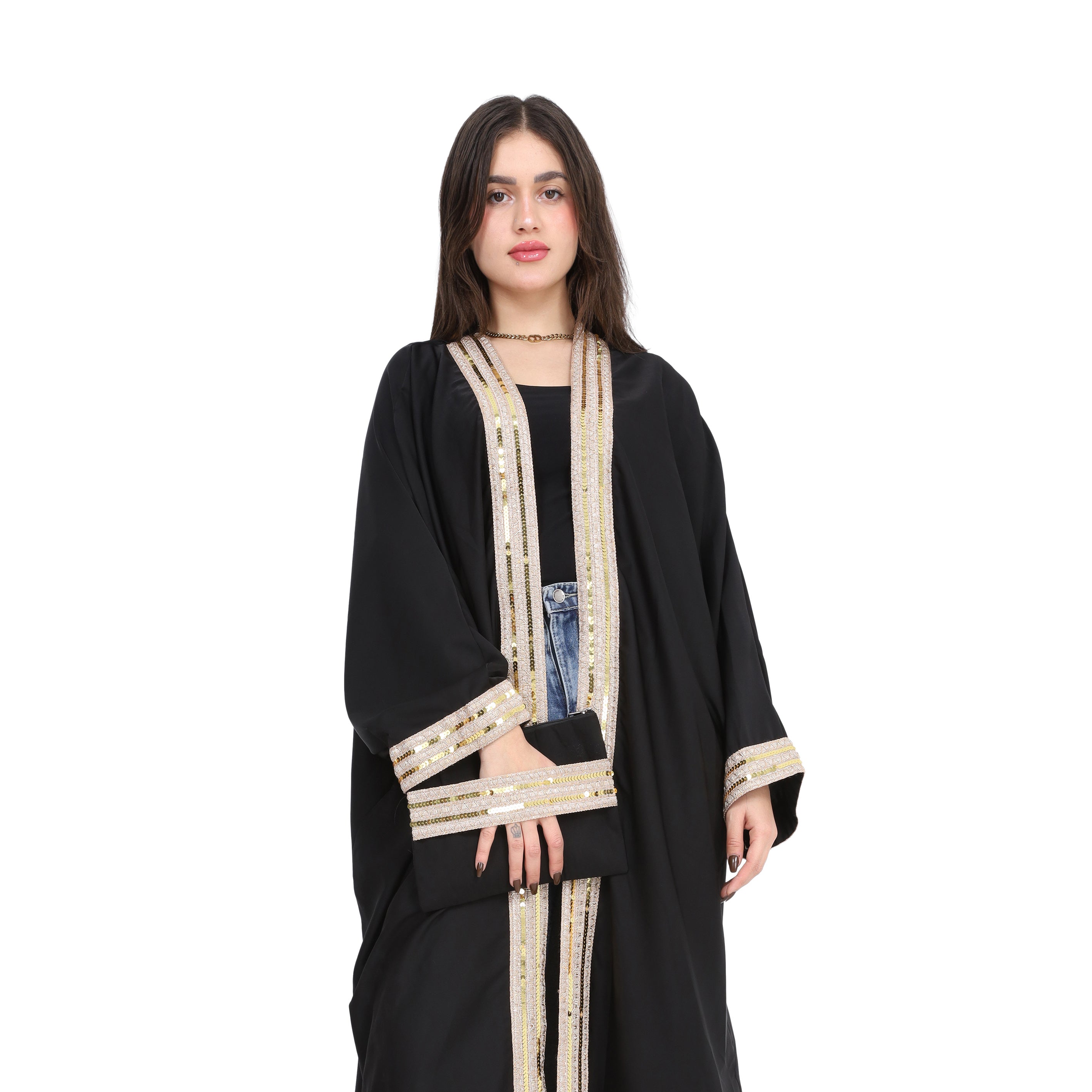 Open Cardigan With A Simple Decorative Line 17195004