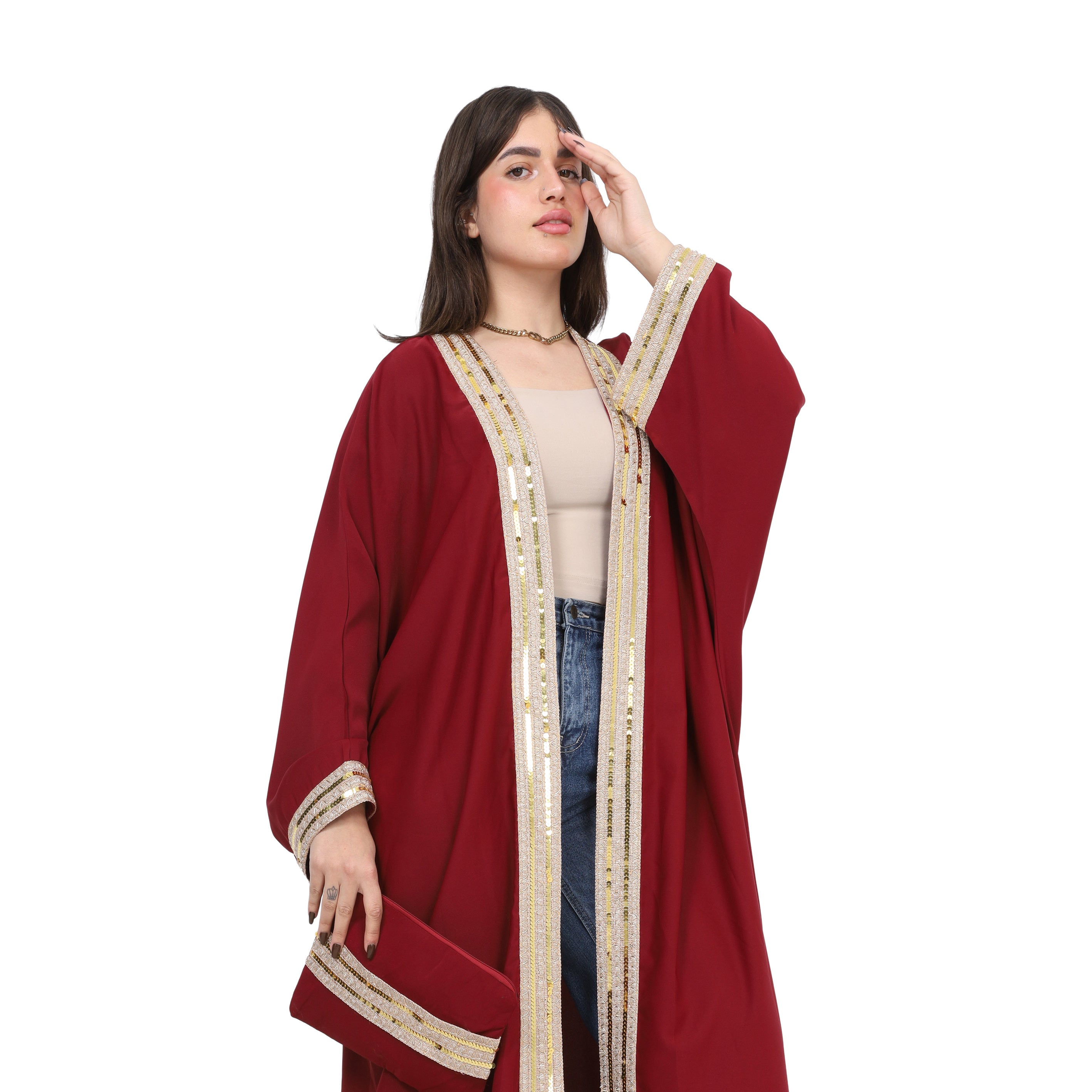 Open Cardigan With A Simple Decorative Line 17195004