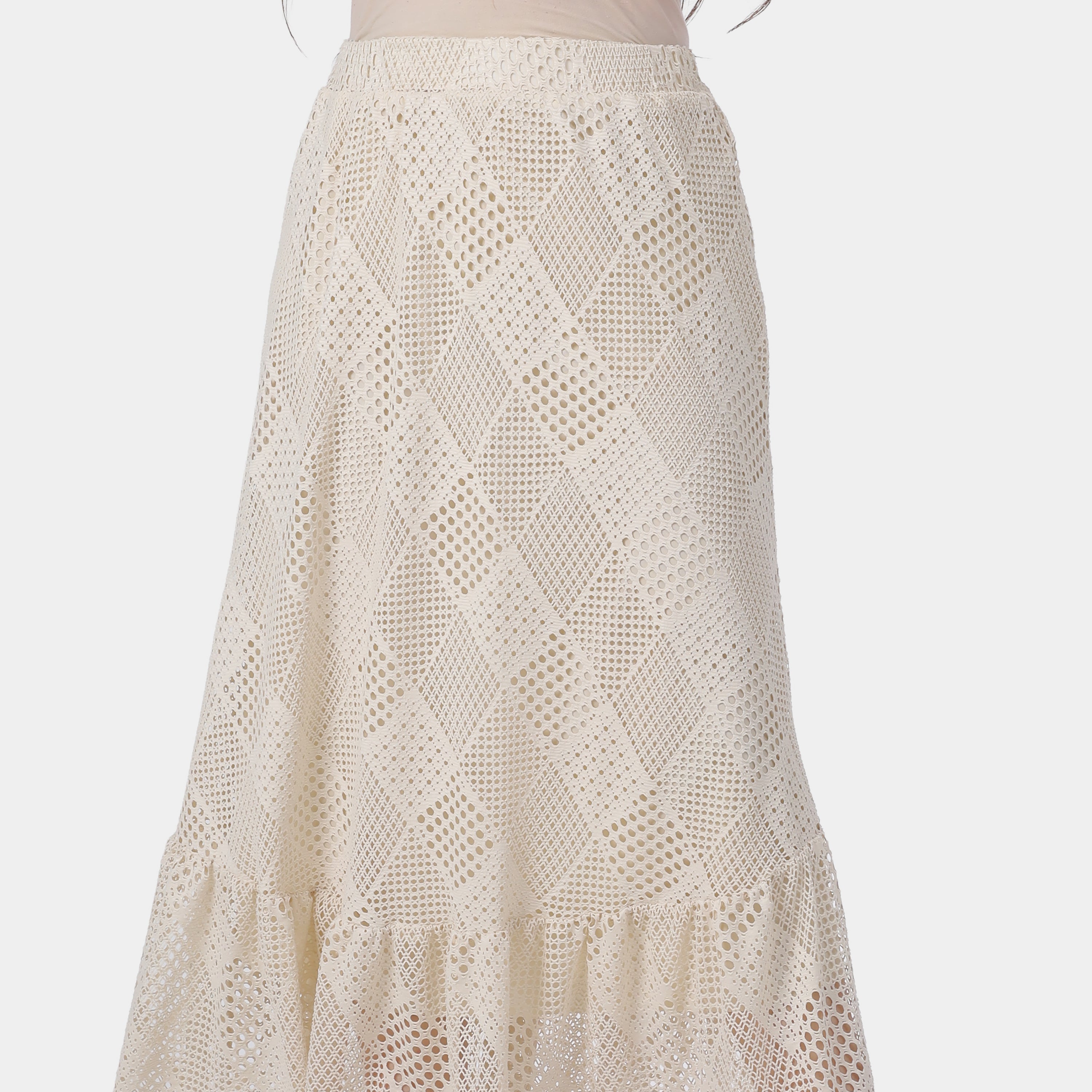 Diamond Crochet Lace Maxi Skirt 20767101