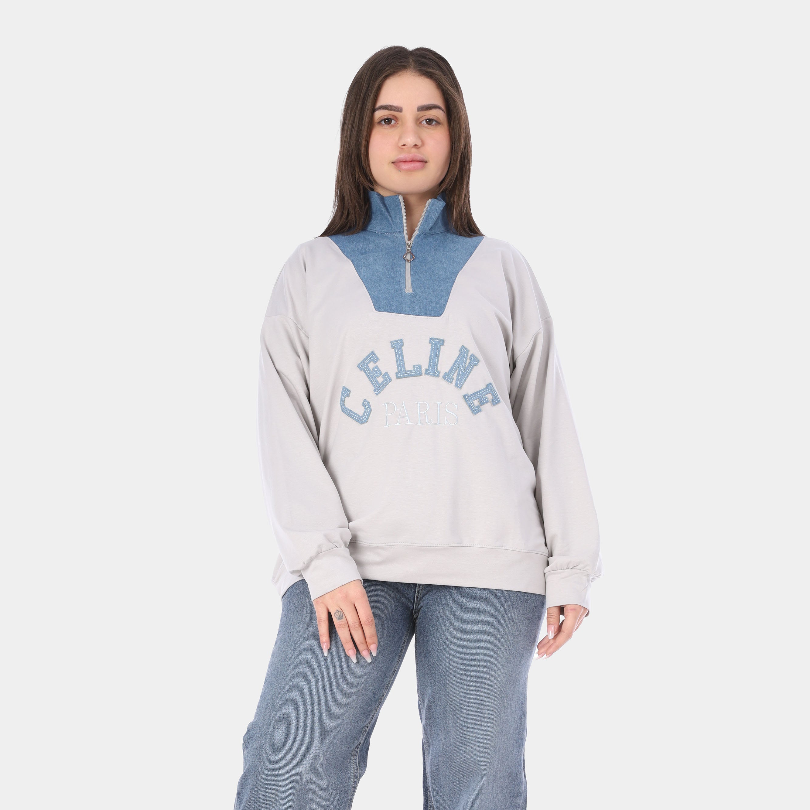 Oversized Zip-Up Sweatshirt 208495
