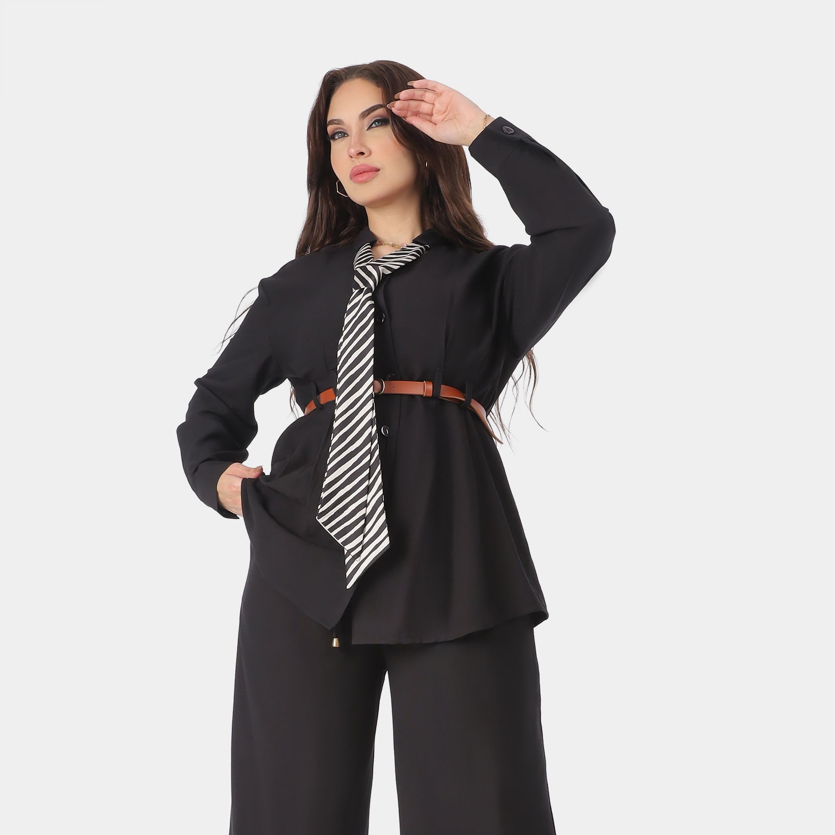 Co-Ord Set with Striped Tie Detail 209210099