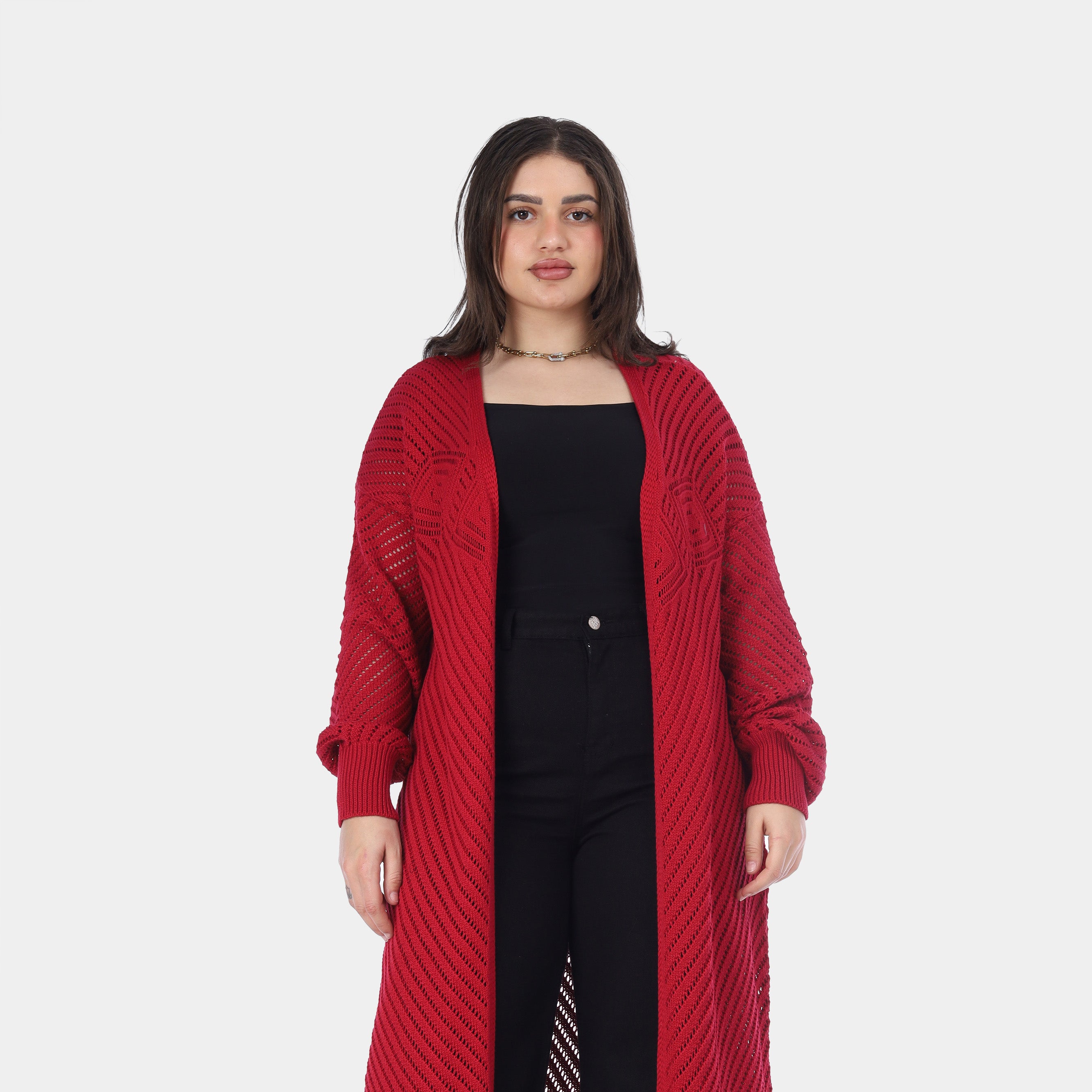 Long Crochet Knit Cardigan 20924034