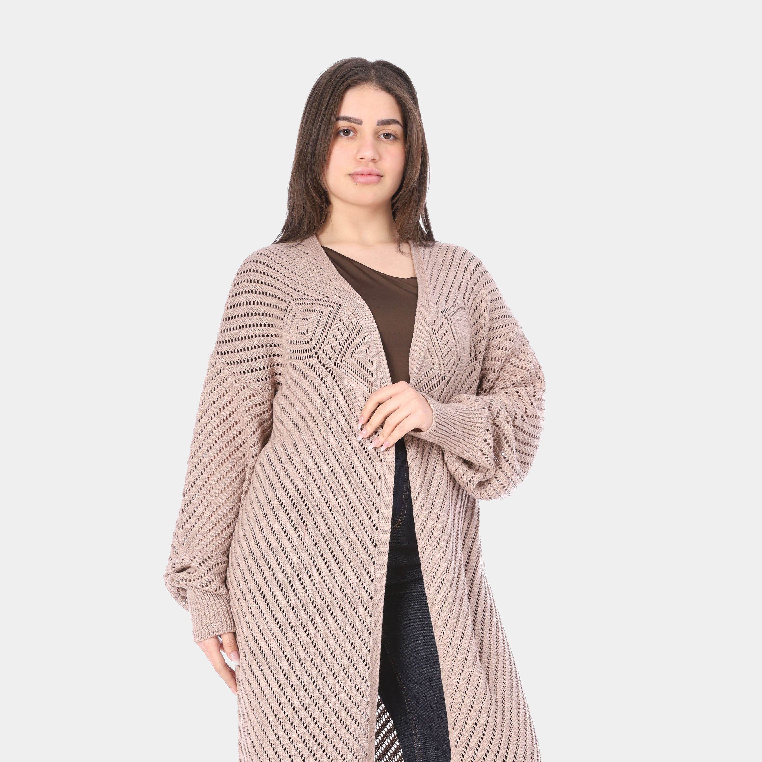 Long Crochet Knit Cardigan 20924034