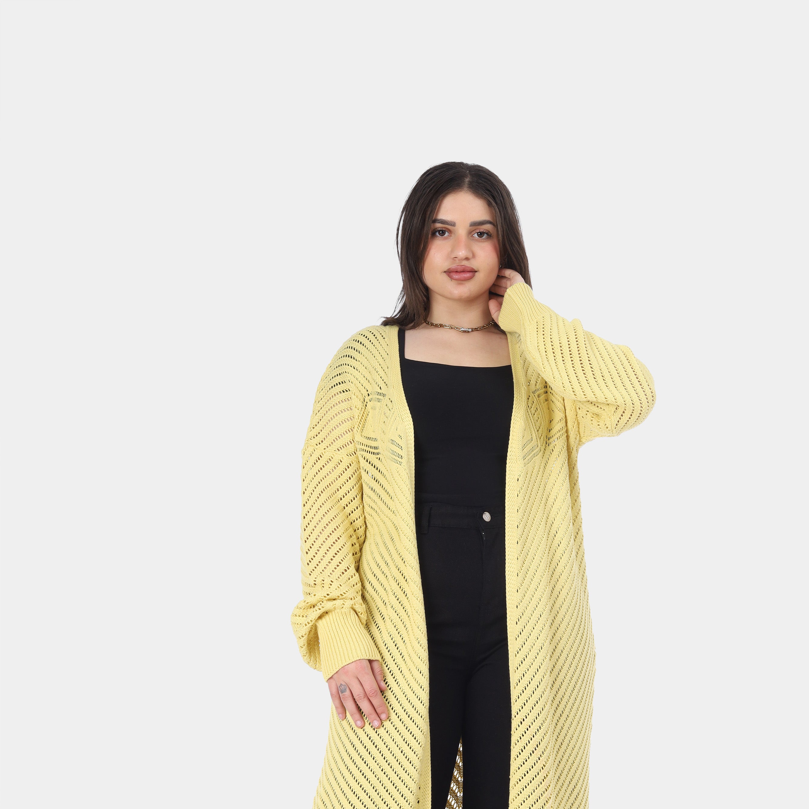 Long Crochet Knit Cardigan 20924034