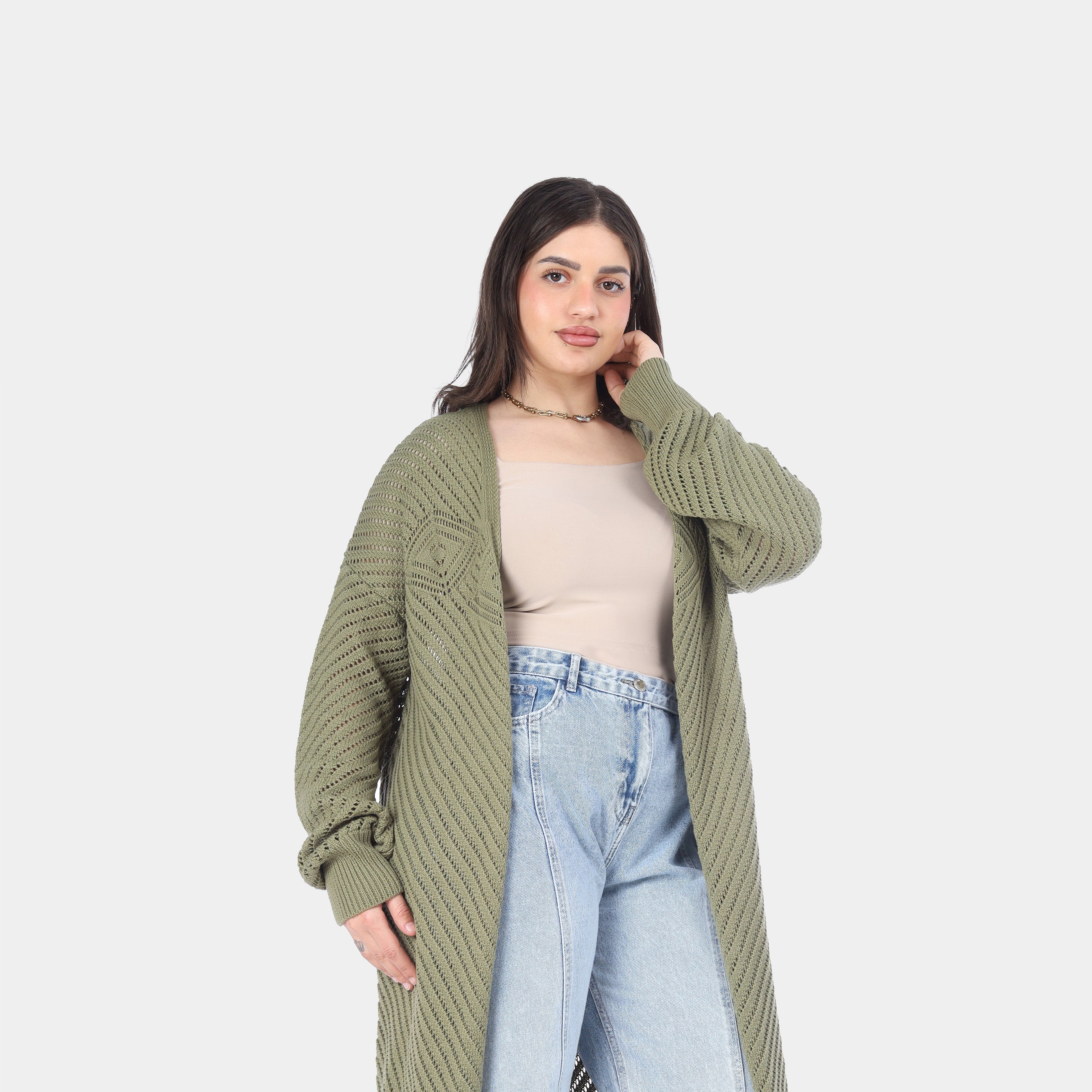 Long Crochet Knit Cardigan 20924034