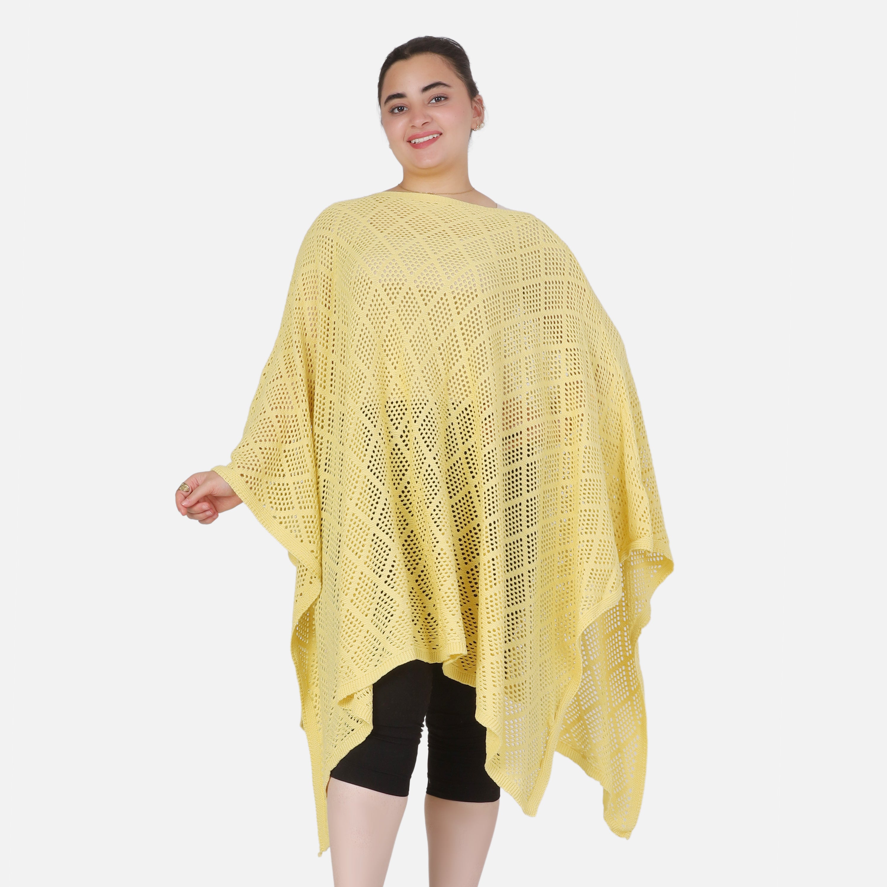 Crochet Open-Knit Poncho Cover-Up 20924044
