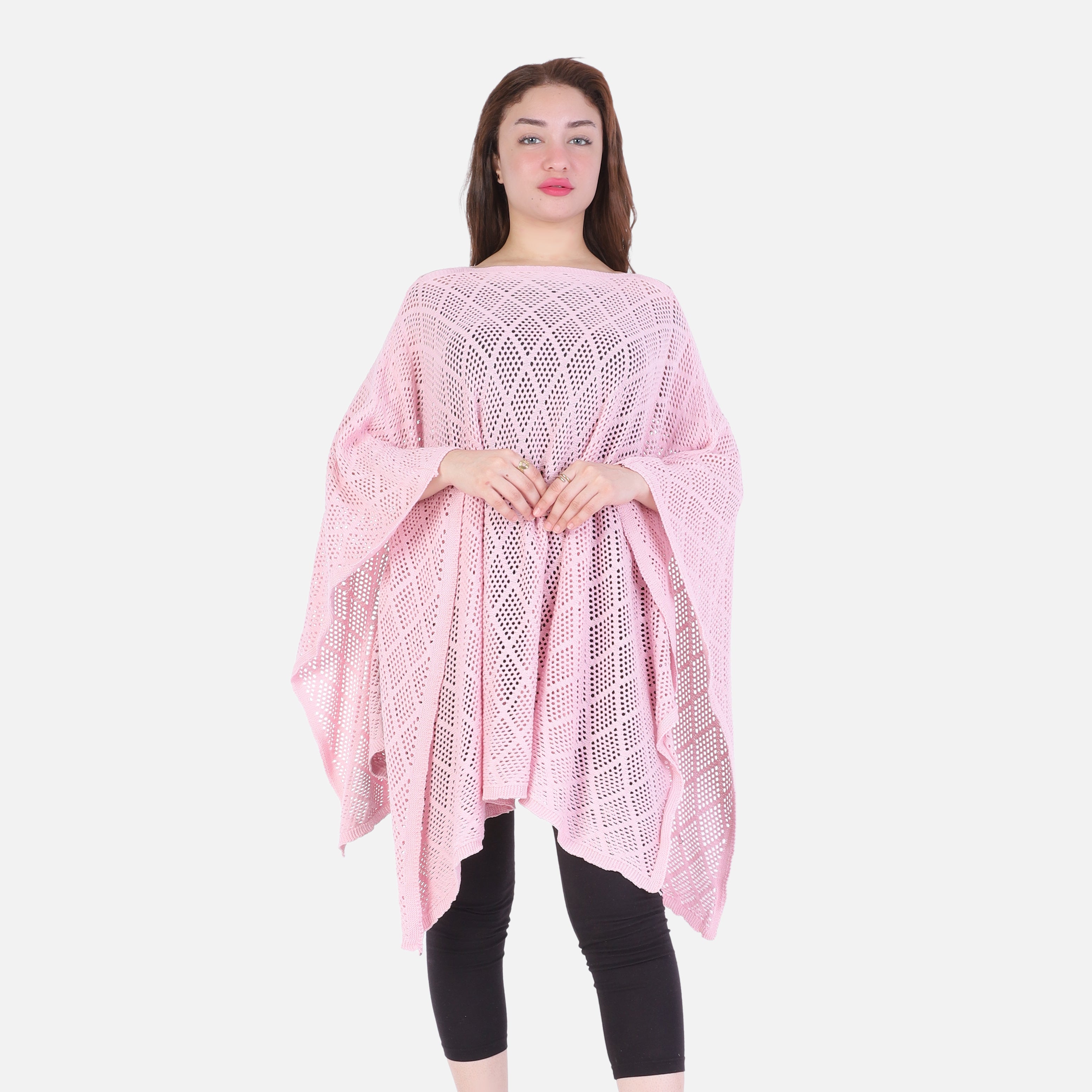 Crochet Open-Knit Poncho Cover-Up 20924044