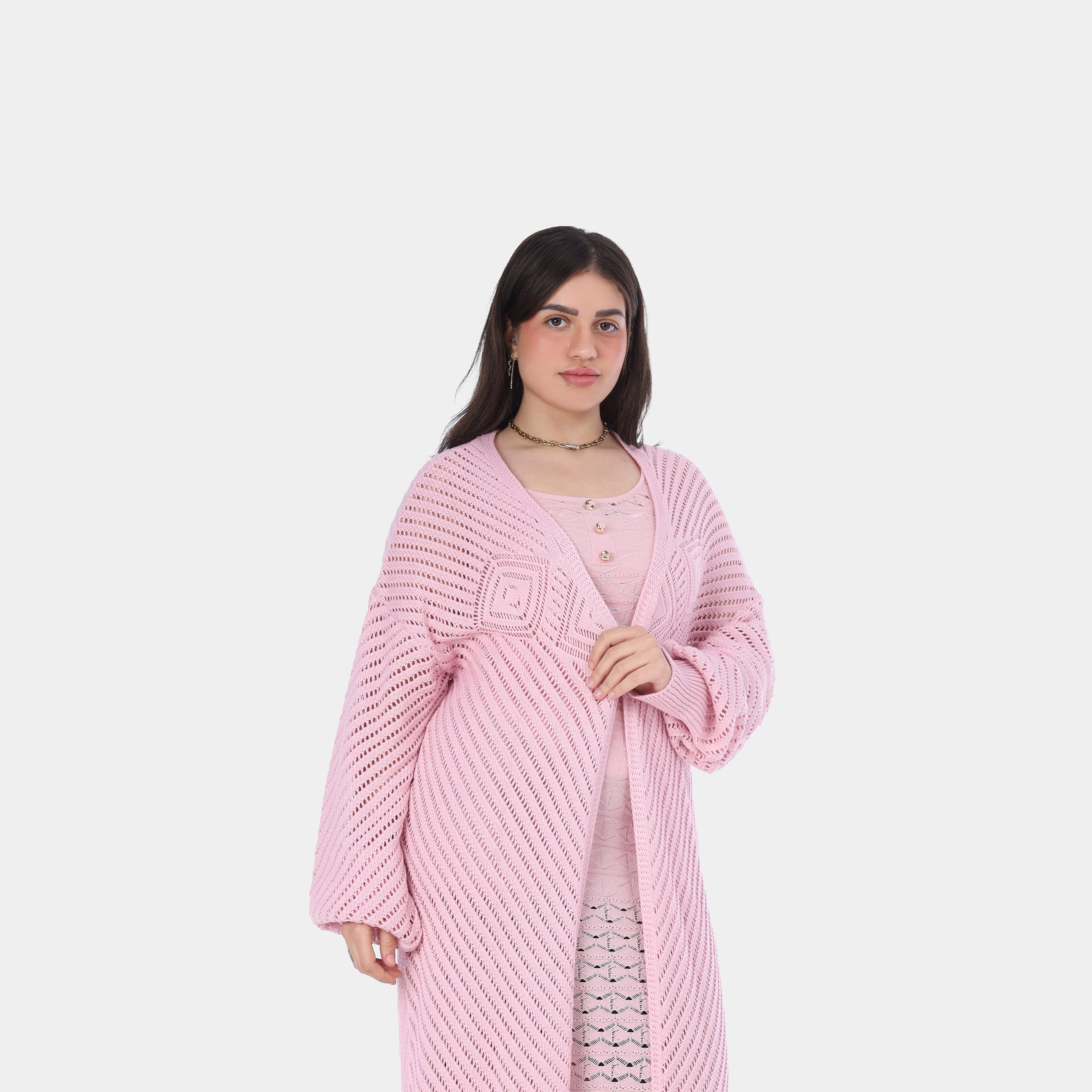 Long Crochet Knit Cardigan 20924034
