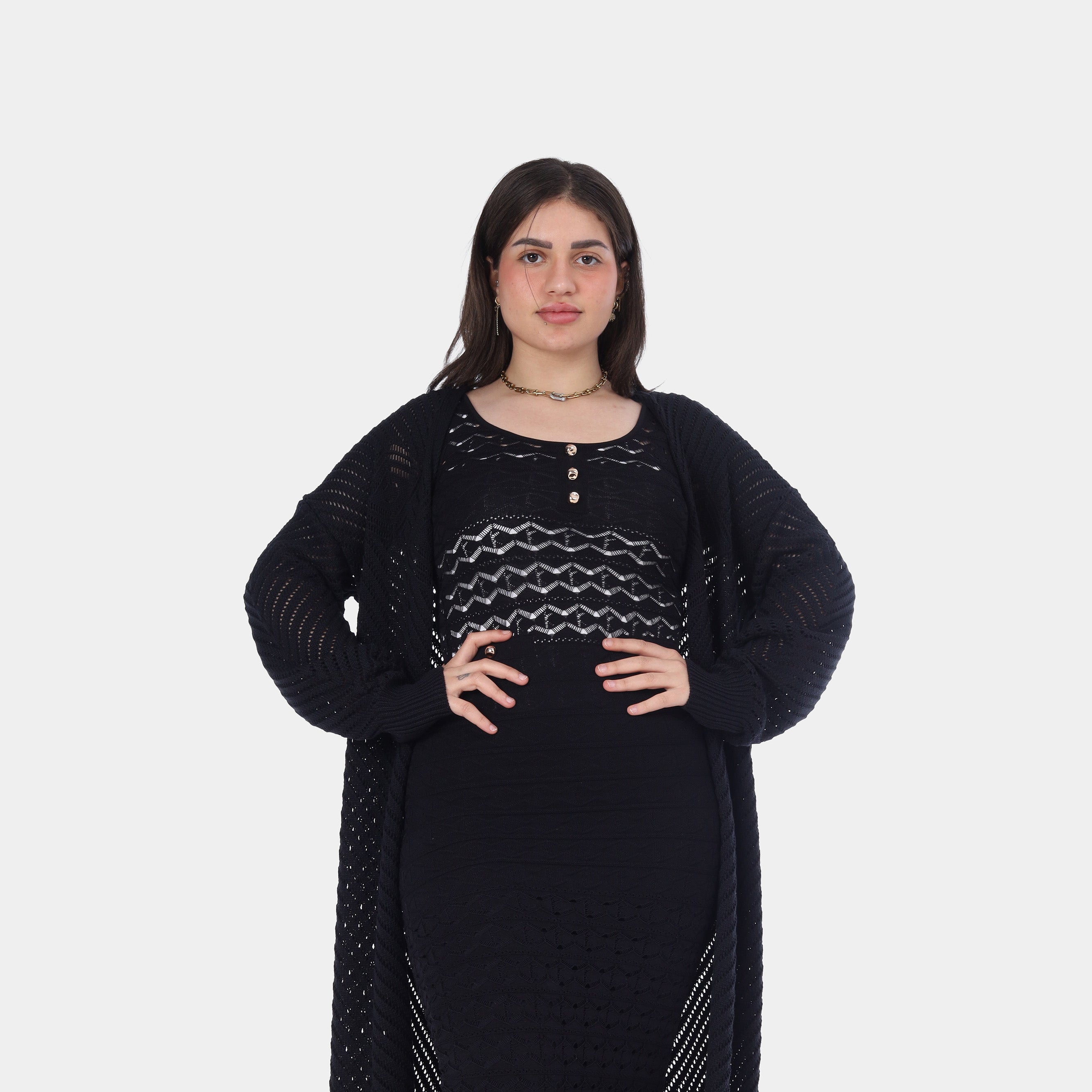 Long Crochet Knit Cardigan 20924034