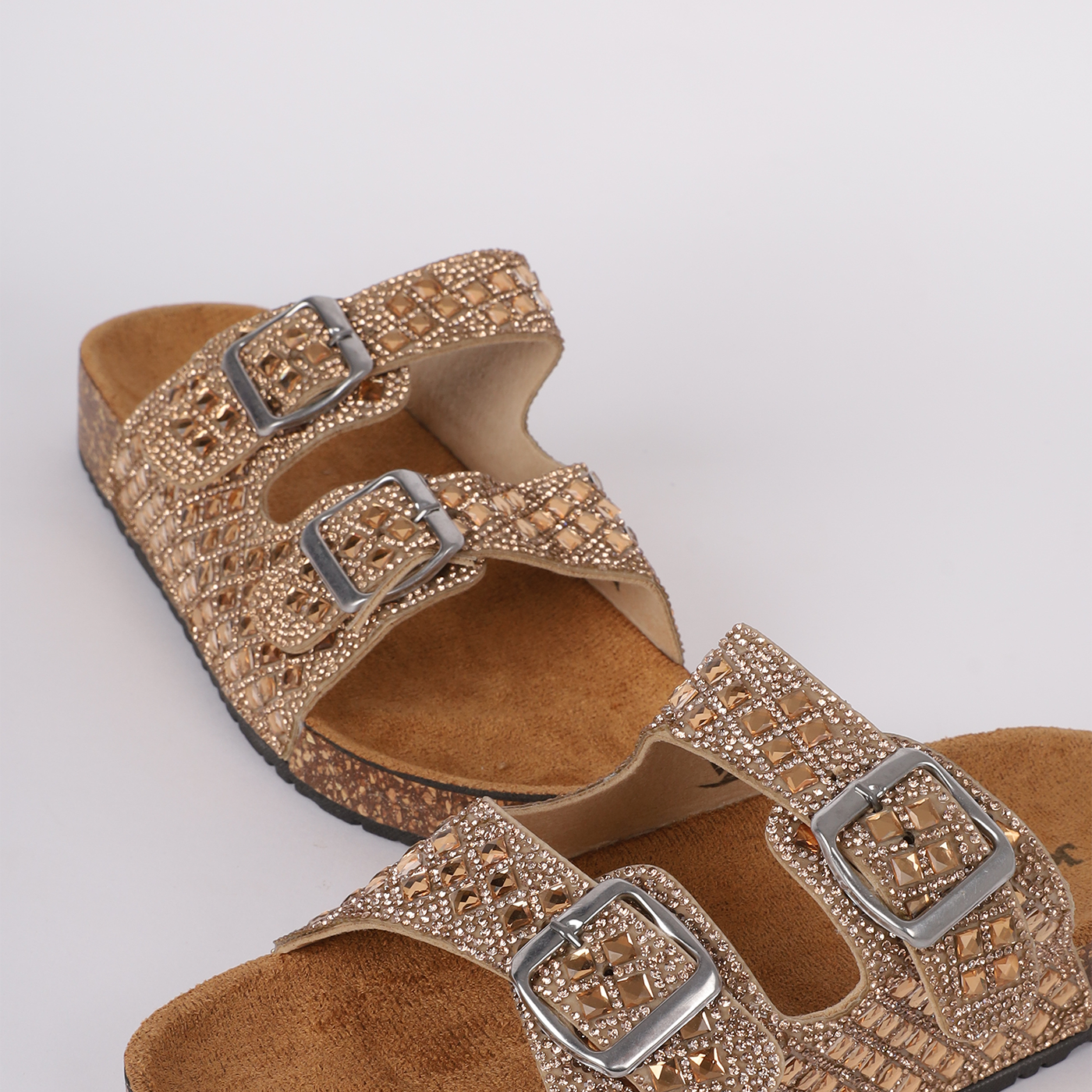 Crystal Embellished Double-Strap Slides 2103020