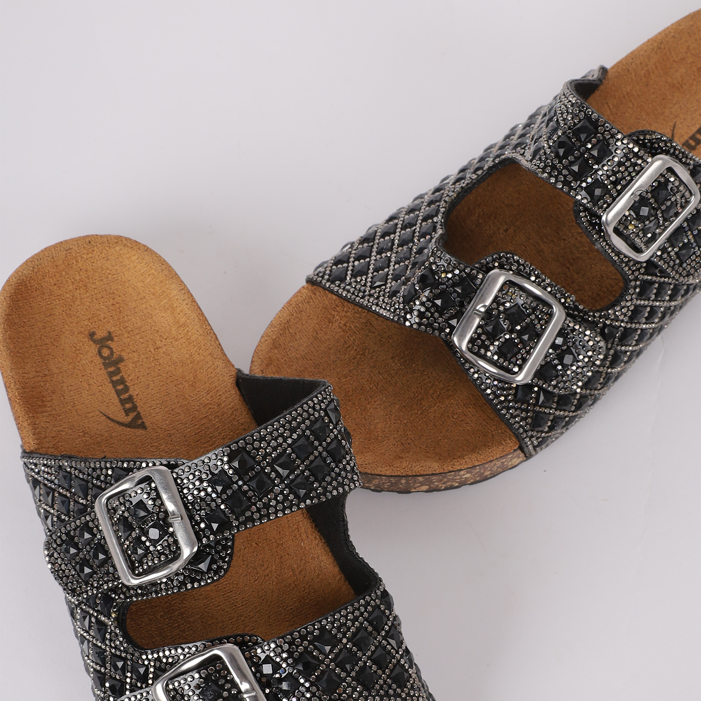 Crystal Embellished Double-Strap Slides 2103020