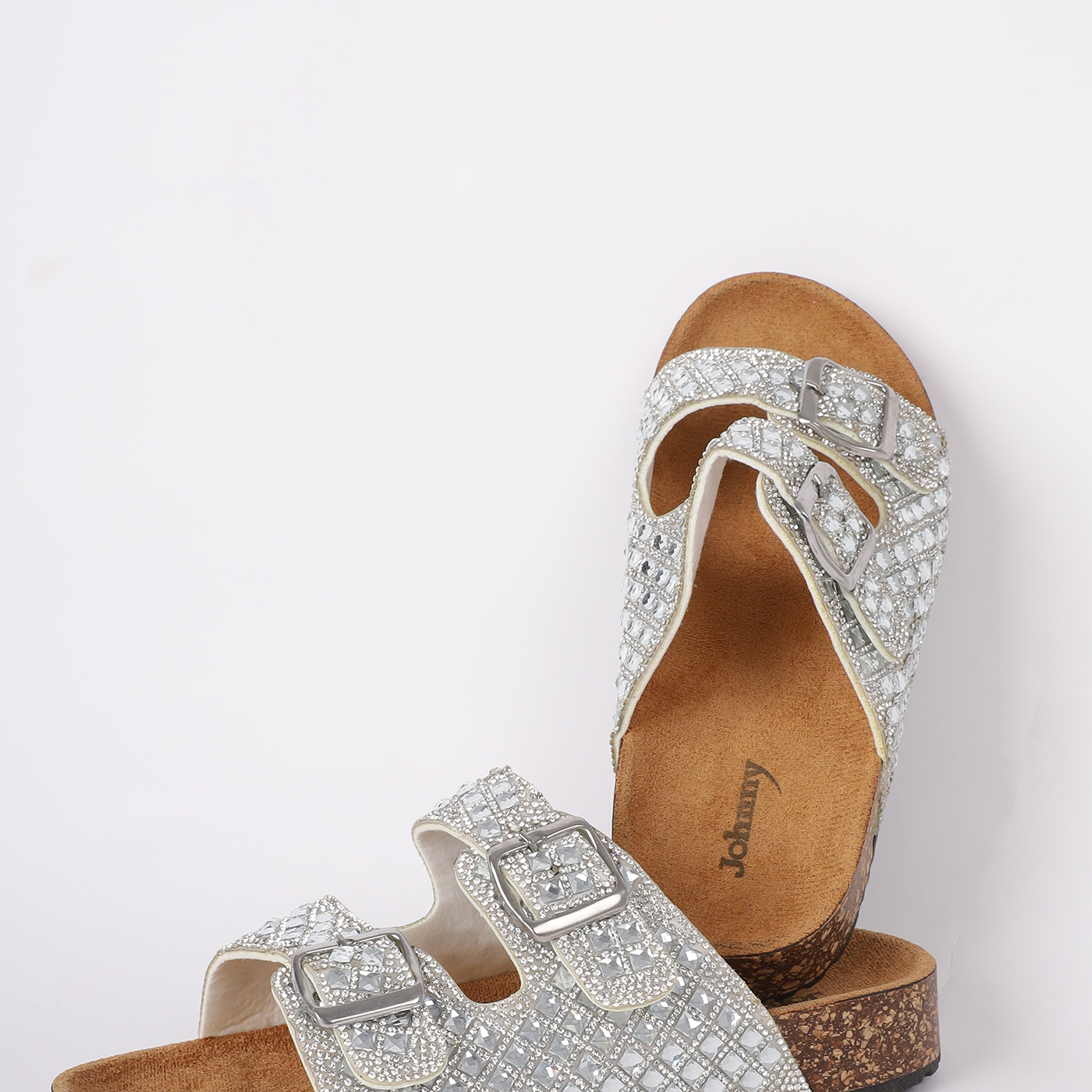 Crystal Embellished Double-Strap Slides 2103020