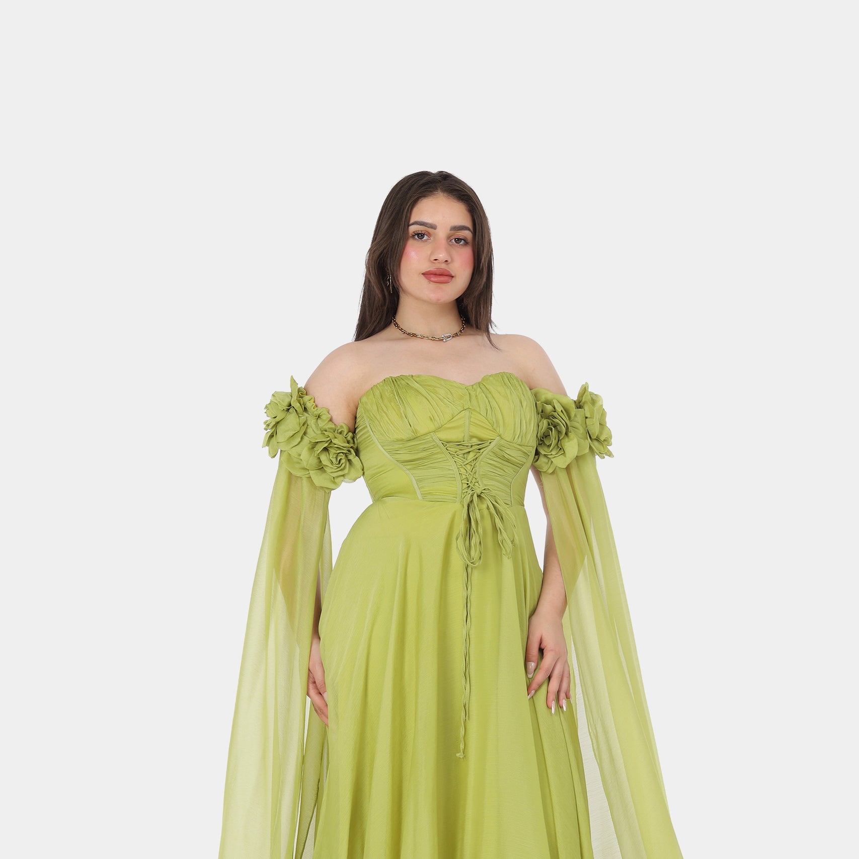 Elegant Off-Shoulder Draped Floral Evening Gown 2126305