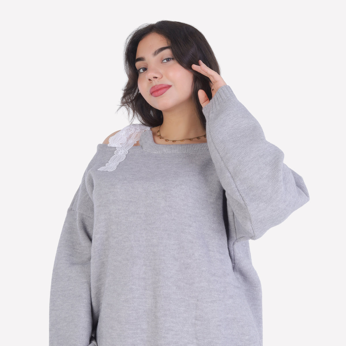 Knit Shoulder-Tie Blouse 2135/034