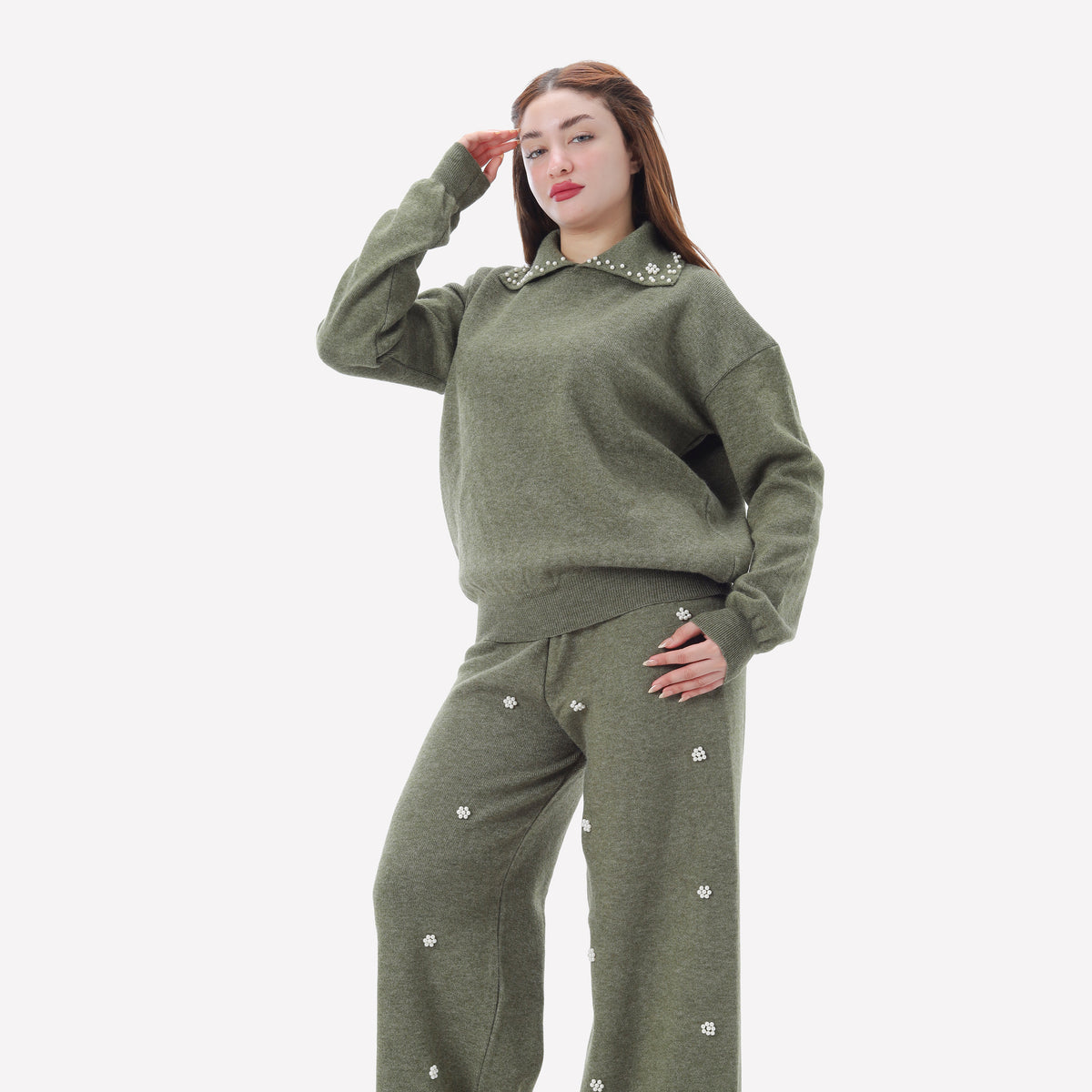 Pearl-Embellished Knit Set 2135/044