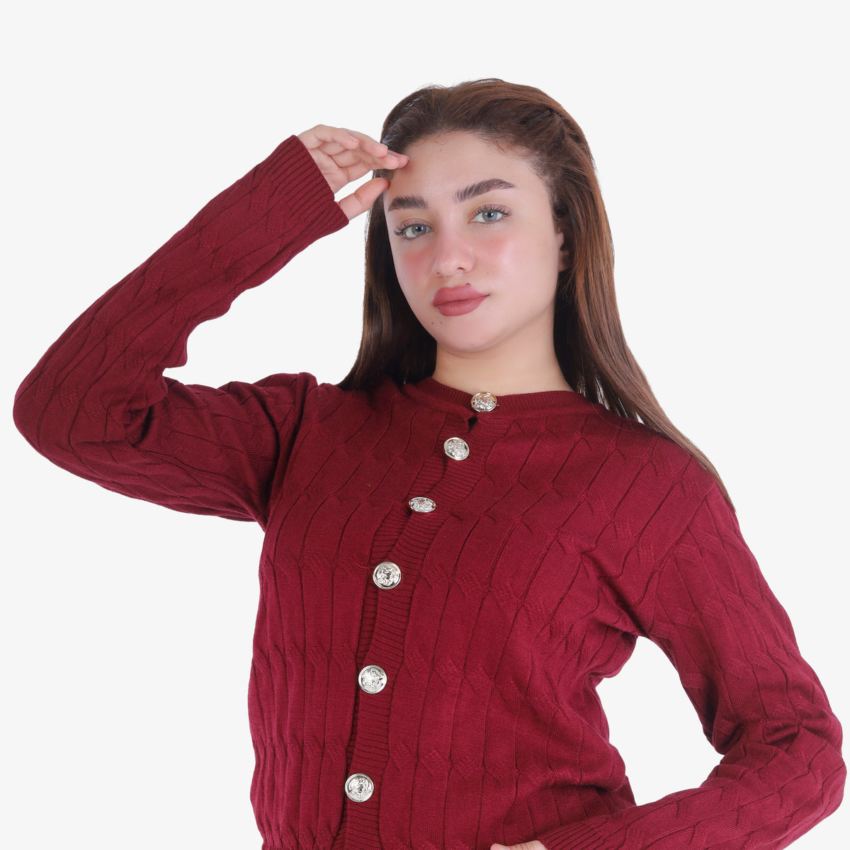 Cropped Knitted Cardigan with Button Front 2135/119