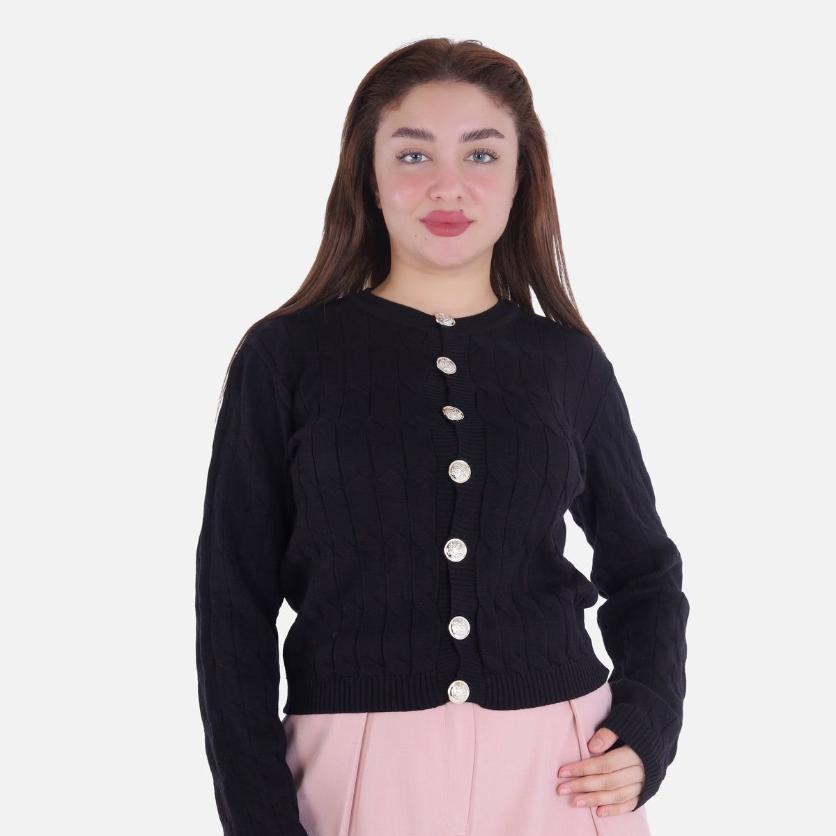 Cropped Knitted Cardigan with Button Front 2135/119