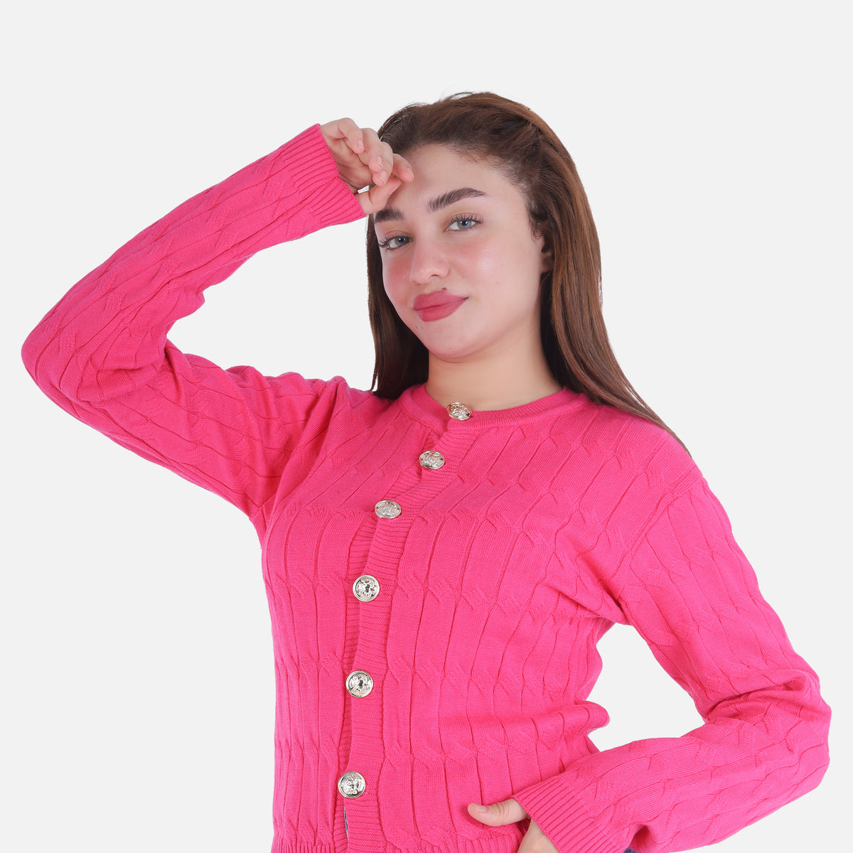 Cropped Knitted Cardigan with Button Front 2135/119