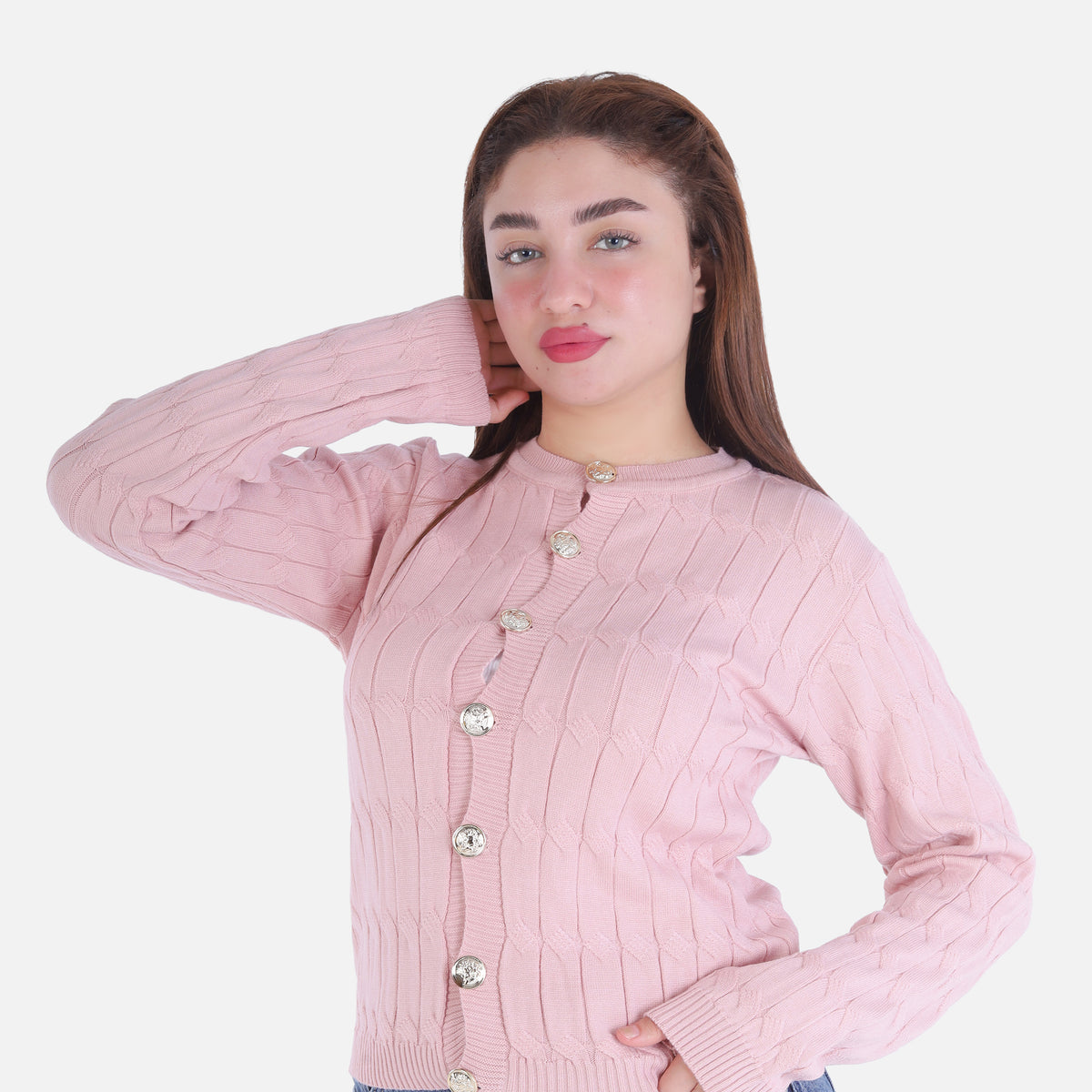 Cropped Knitted Cardigan with Button Front 2135/119