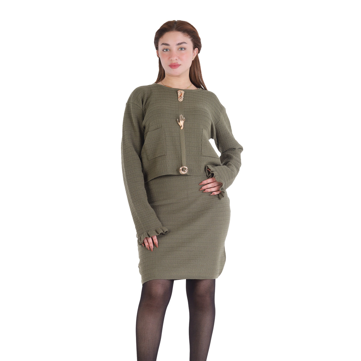 Knit Blouse & Knee-Length Skirt Set 2135/126