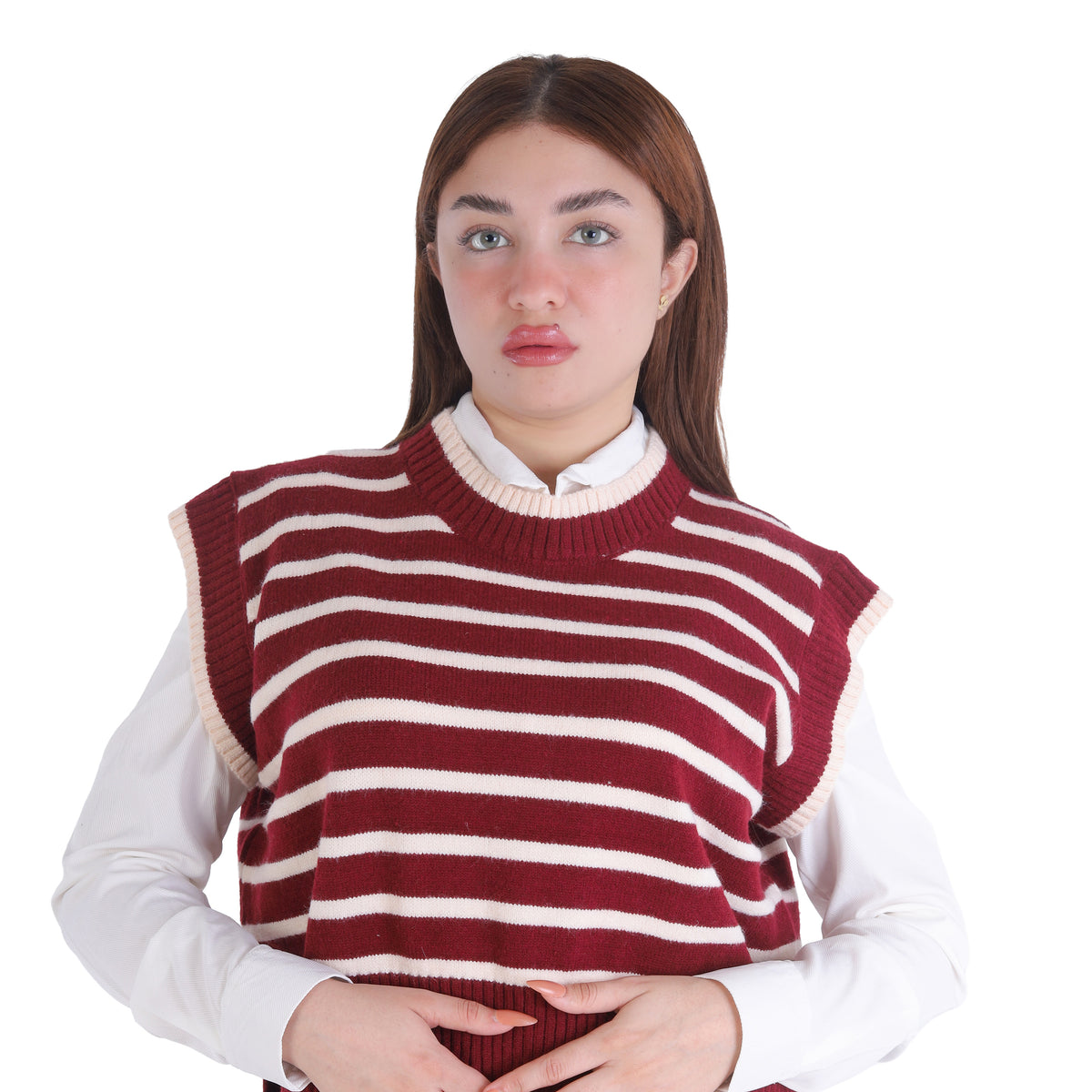 Striped Sleeveless Knit Sweater 2136/064